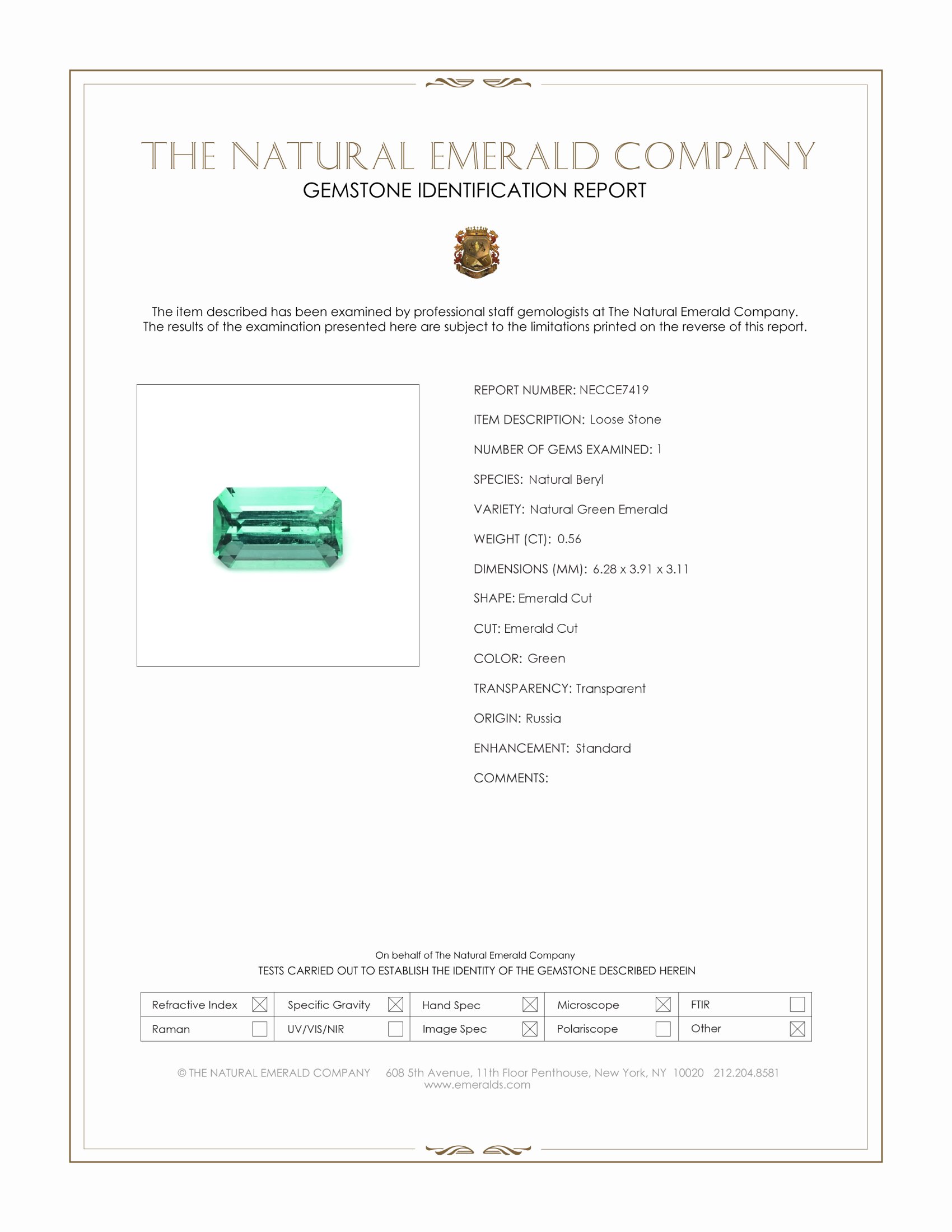 0.56 Ct. Emerald from Russia