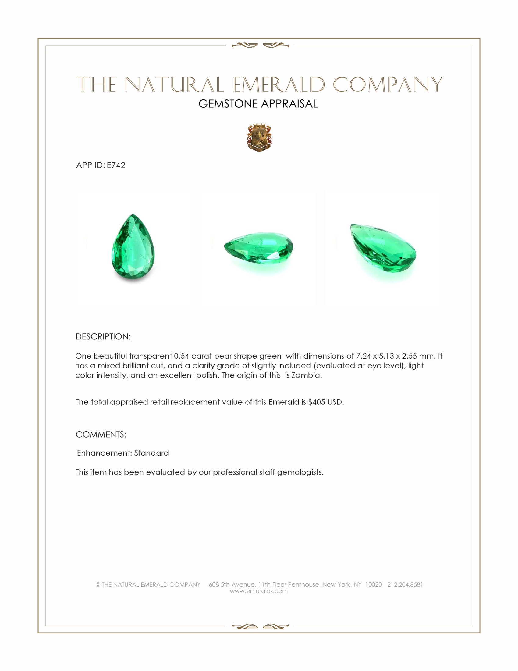 0.54 Ct. Emerald from Zambia