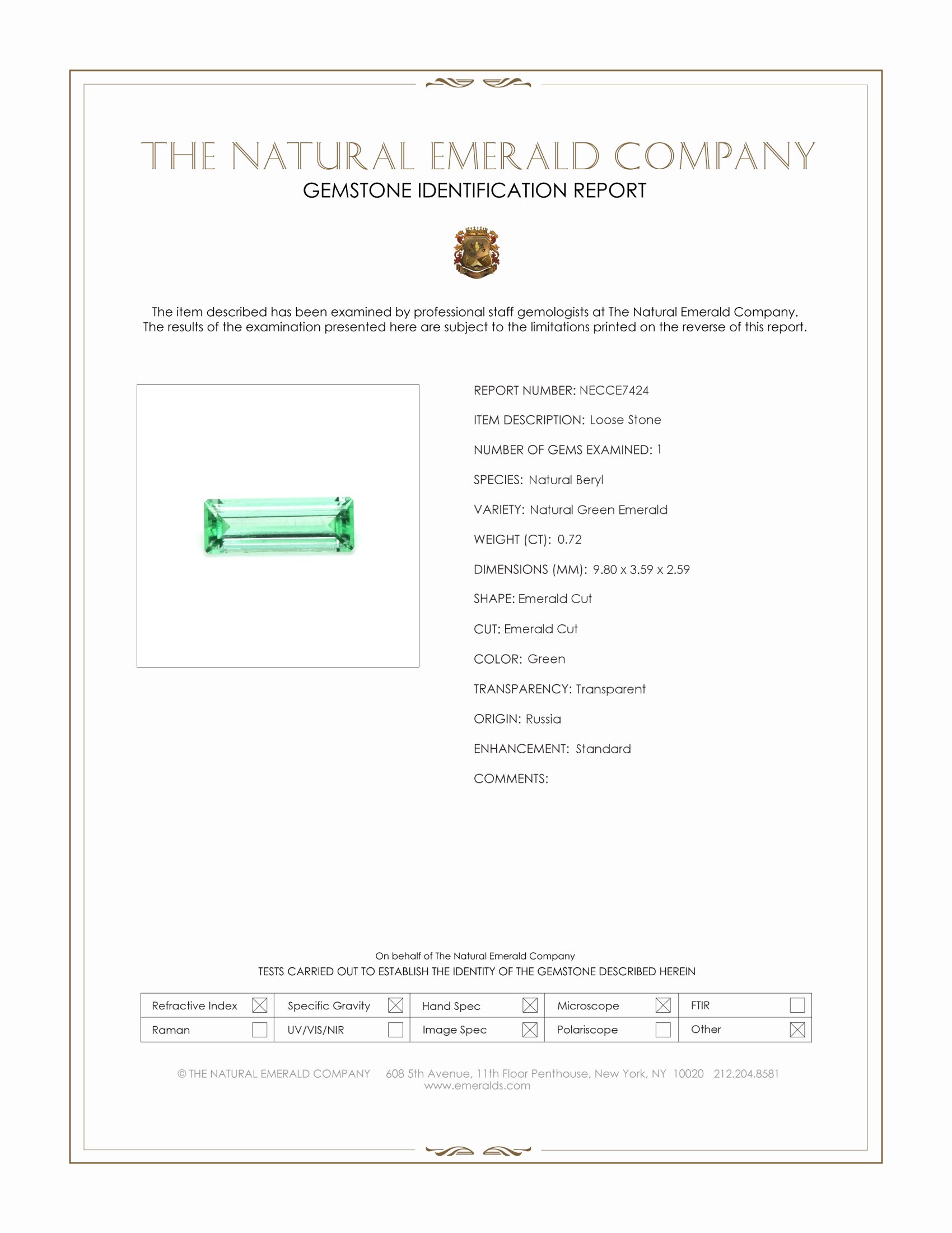0.72 Ct. Emerald from Russia