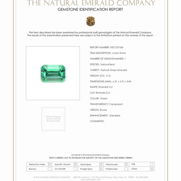 0.76 Ct. Emerald from Russia