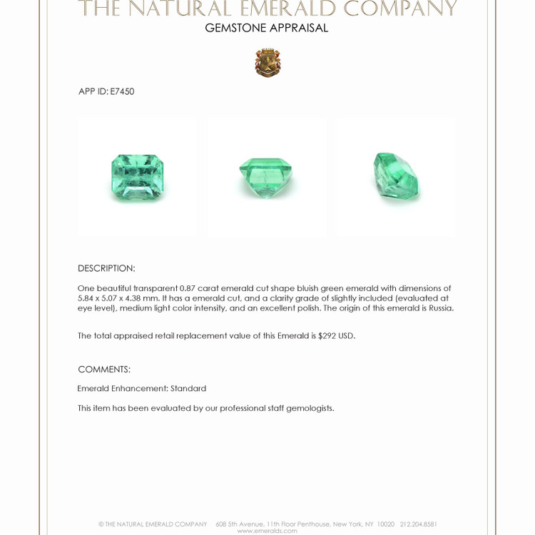 0.87 Ct. Emerald from Russia