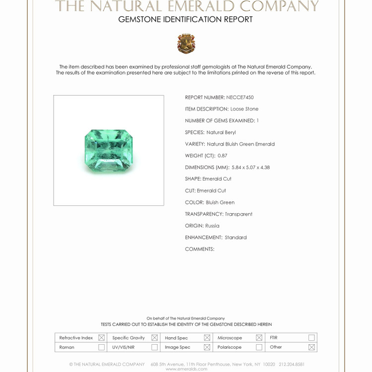 0.87 Ct. Emerald from Russia
