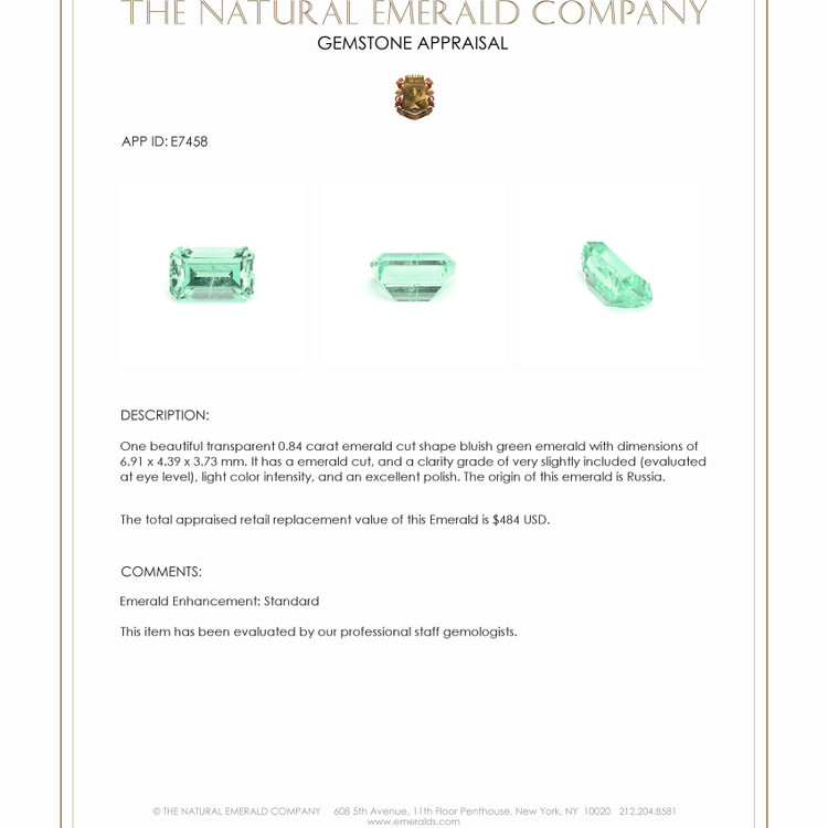 0.84 Ct. Emerald from Russia