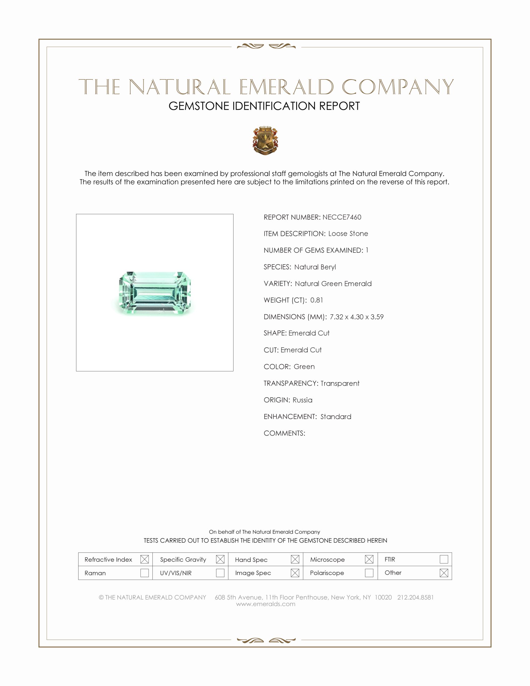 0.81 Ct. Emerald from Russia