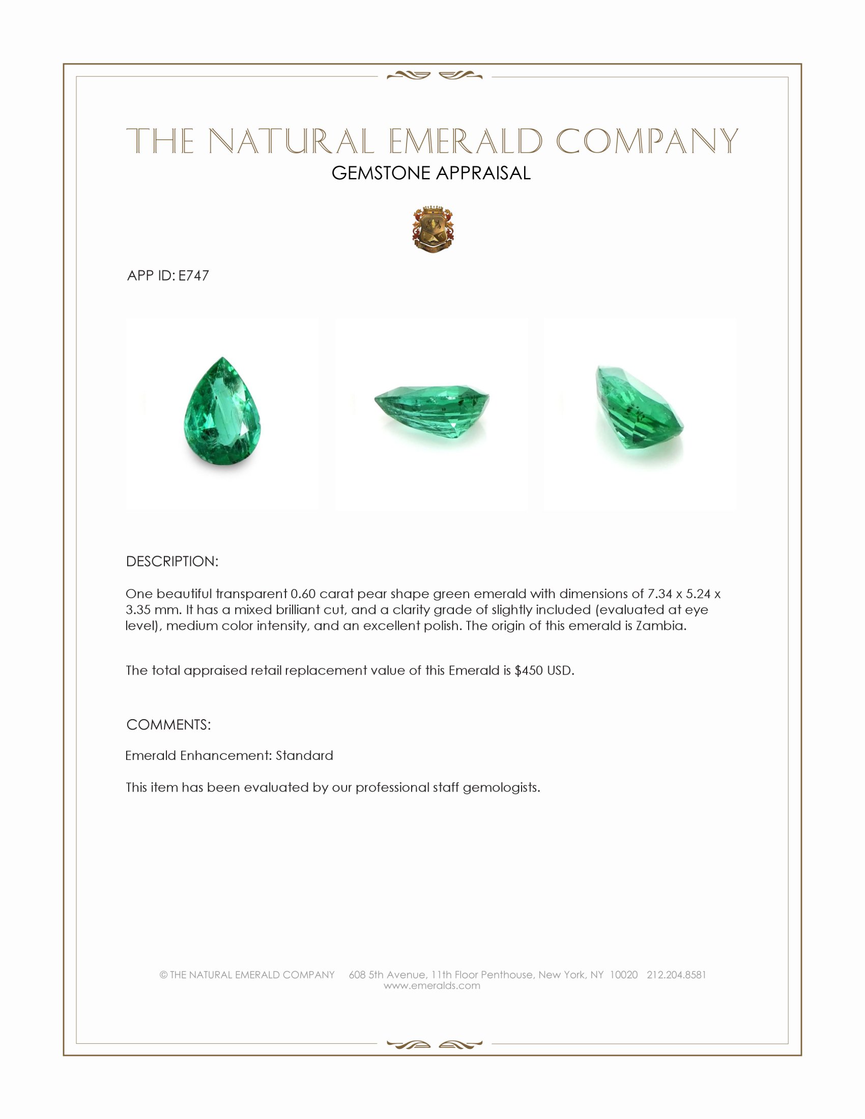 0.60 Ct. Emerald from Zambia