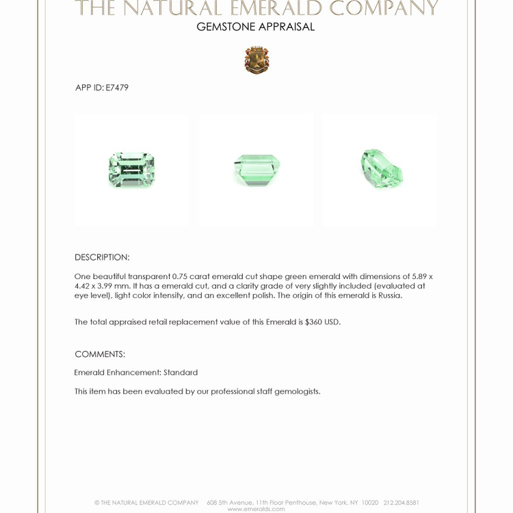 0.75 Ct. Emerald from Russia