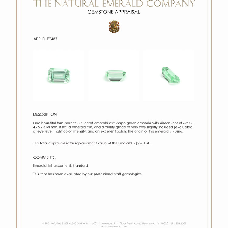 0.82 Ct. Emerald from Russia