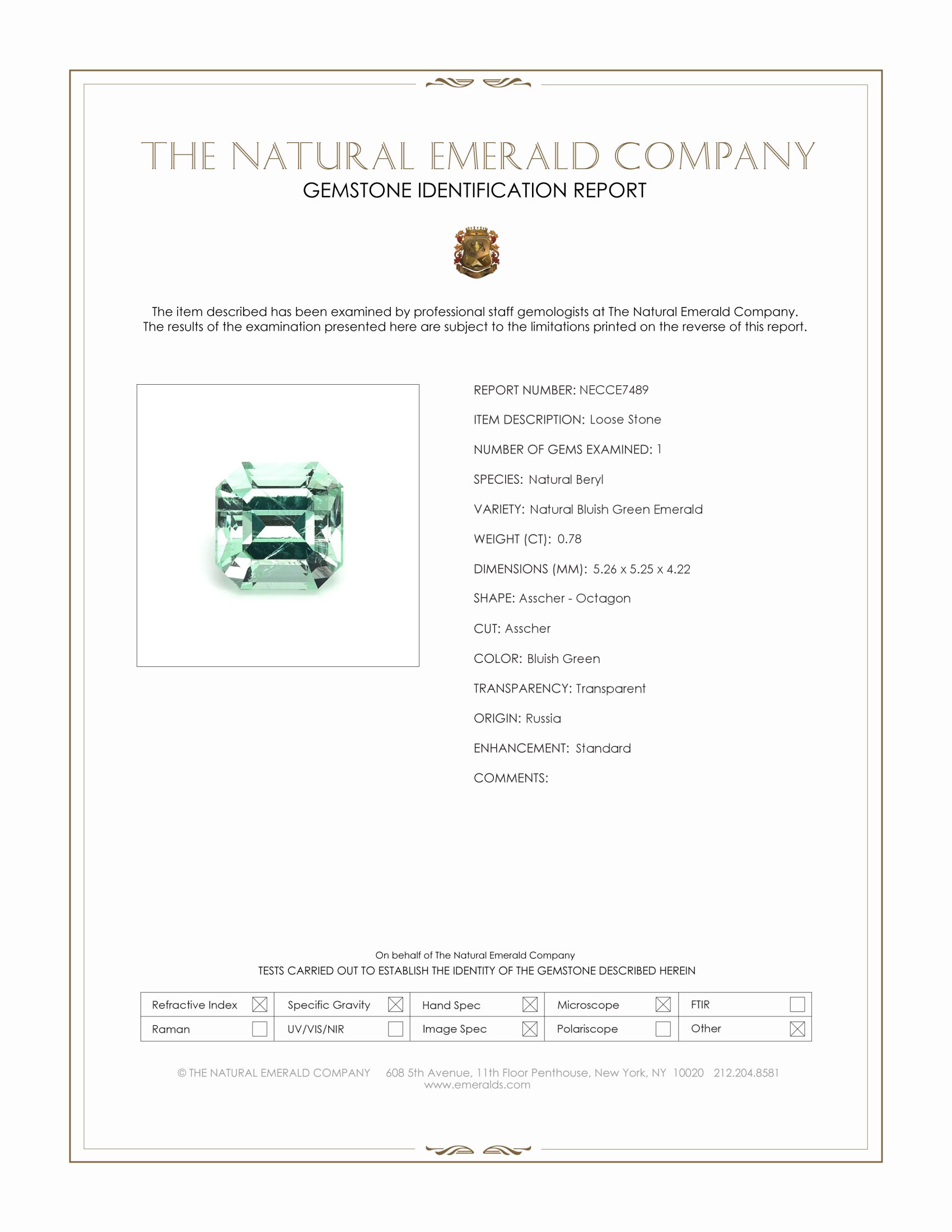 0.78 Ct. Emerald from Russia