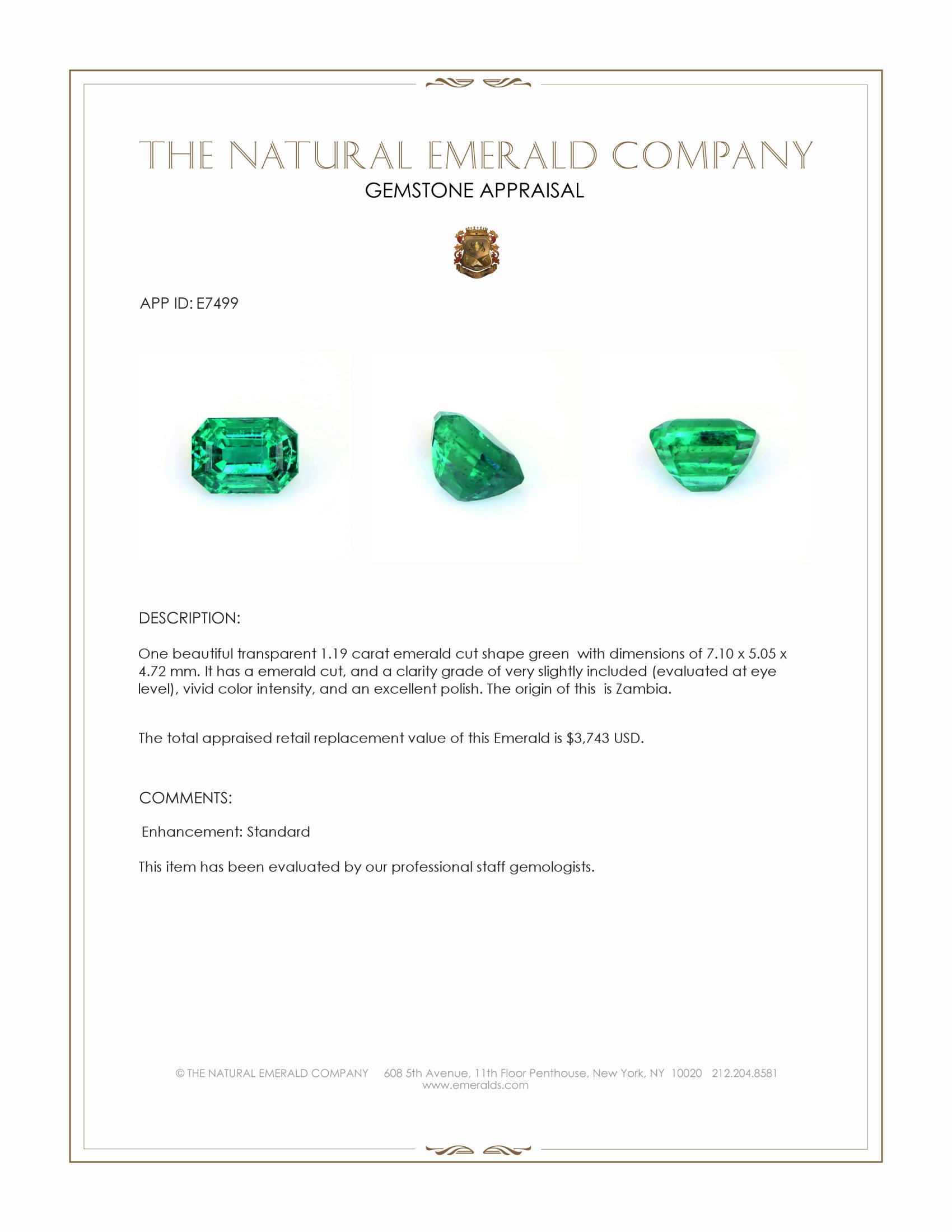 1.19 Ct. Emerald from Zambia