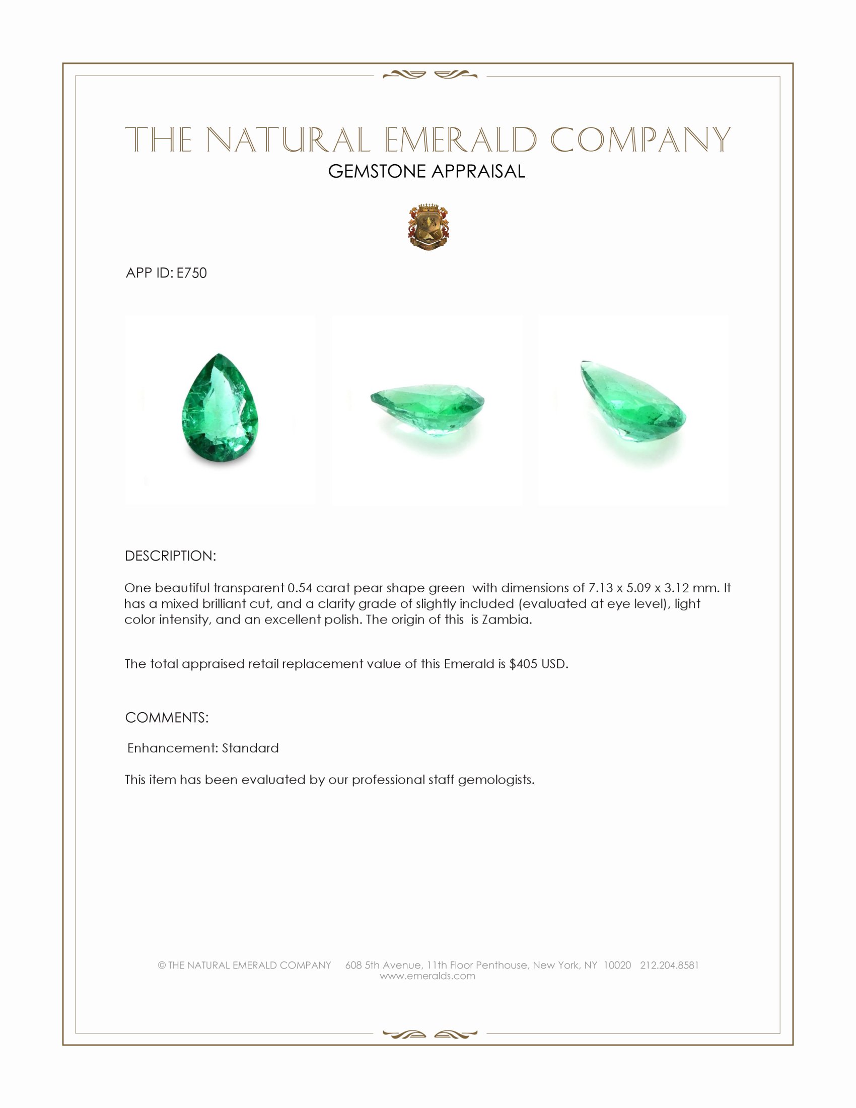 0.54 Ct. Emerald from Zambia