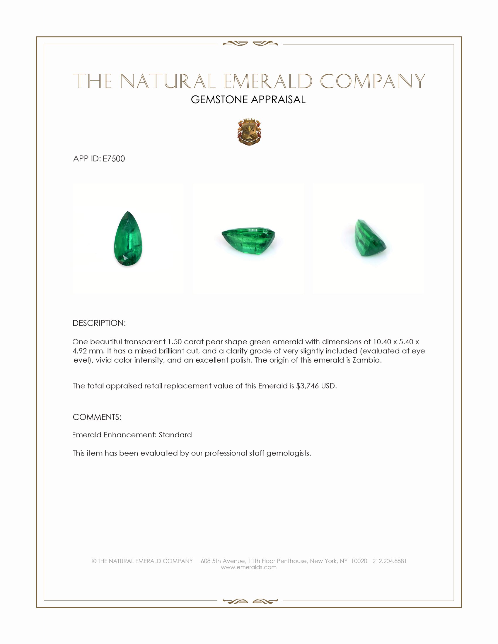 1.50 Ct. Emerald from Zambia