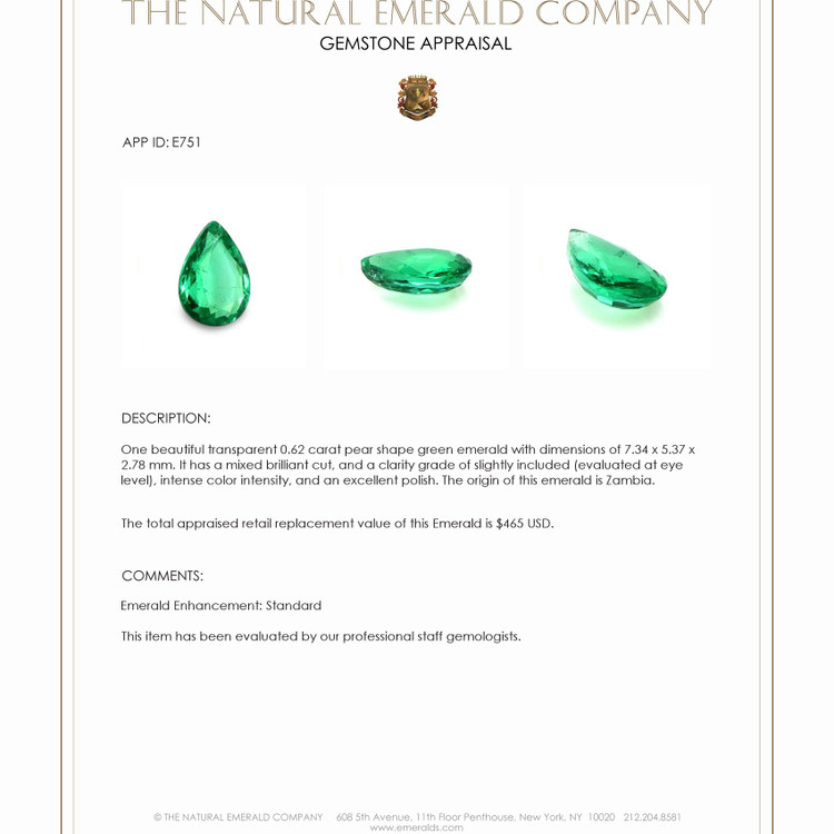 0.62 Ct. Emerald from Zambia