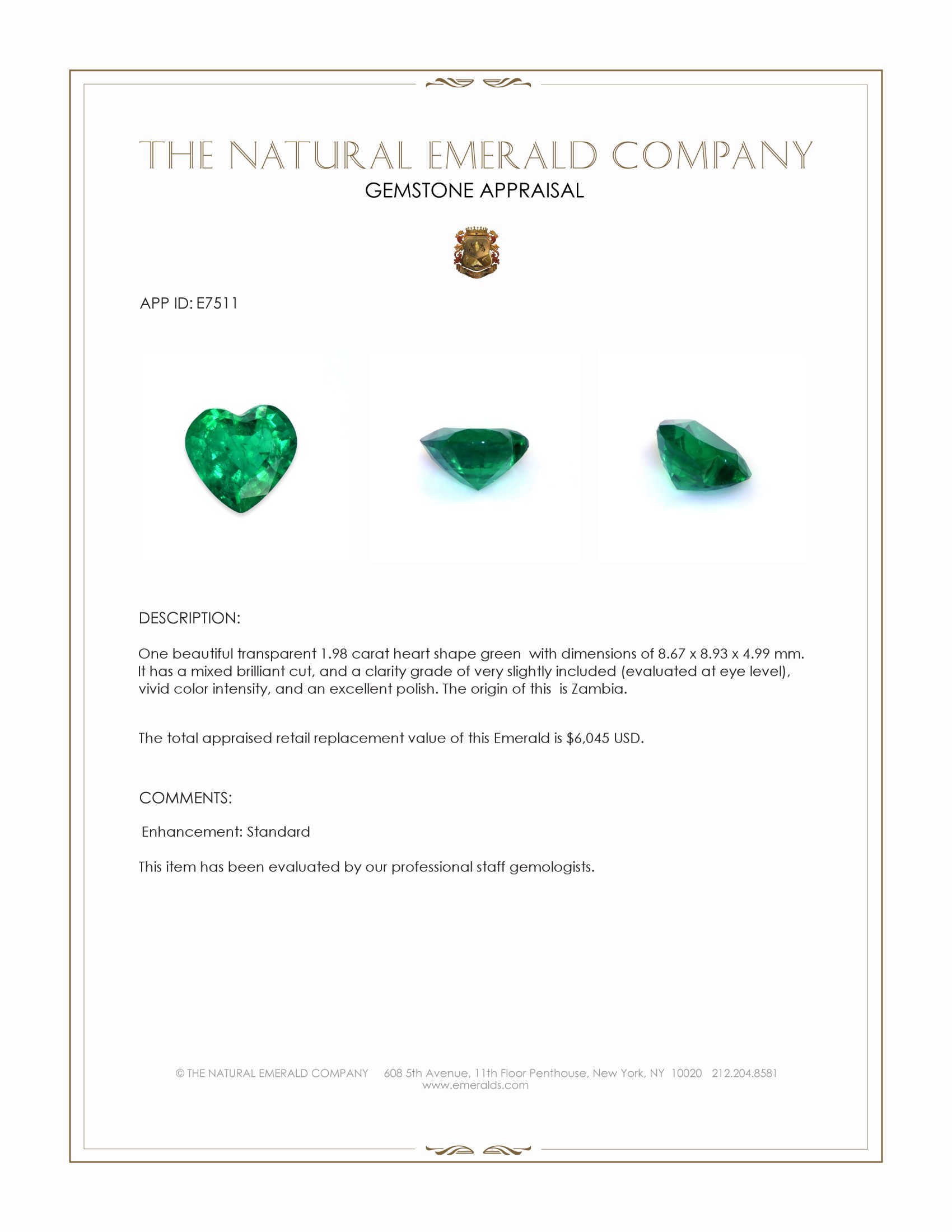 1.98 Ct. Emerald from Zambia