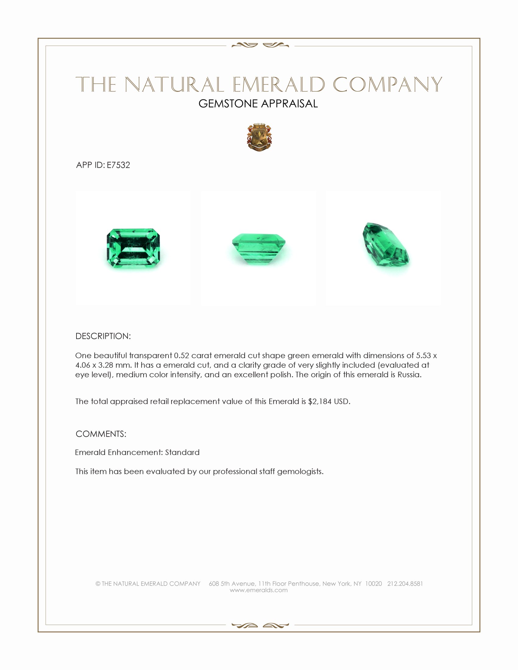 0.52 Ct. Emerald from Russia