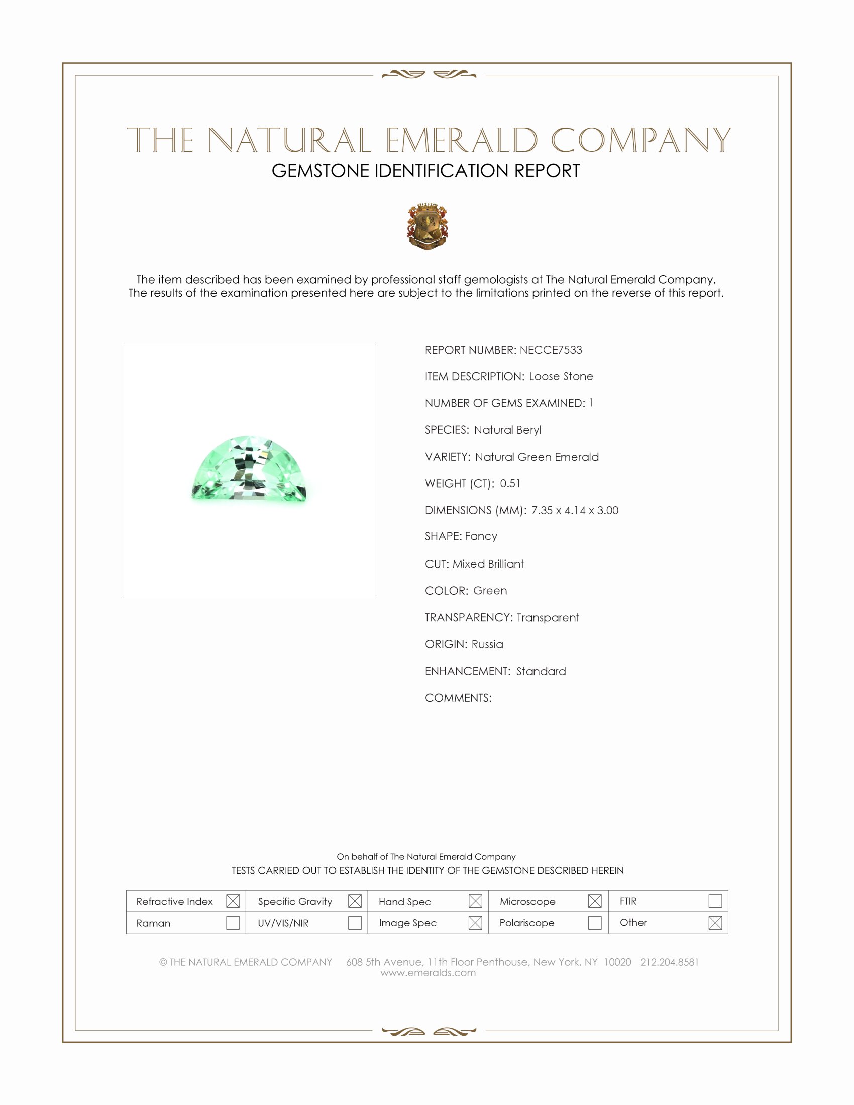0.51 Ct. Emerald from Russia