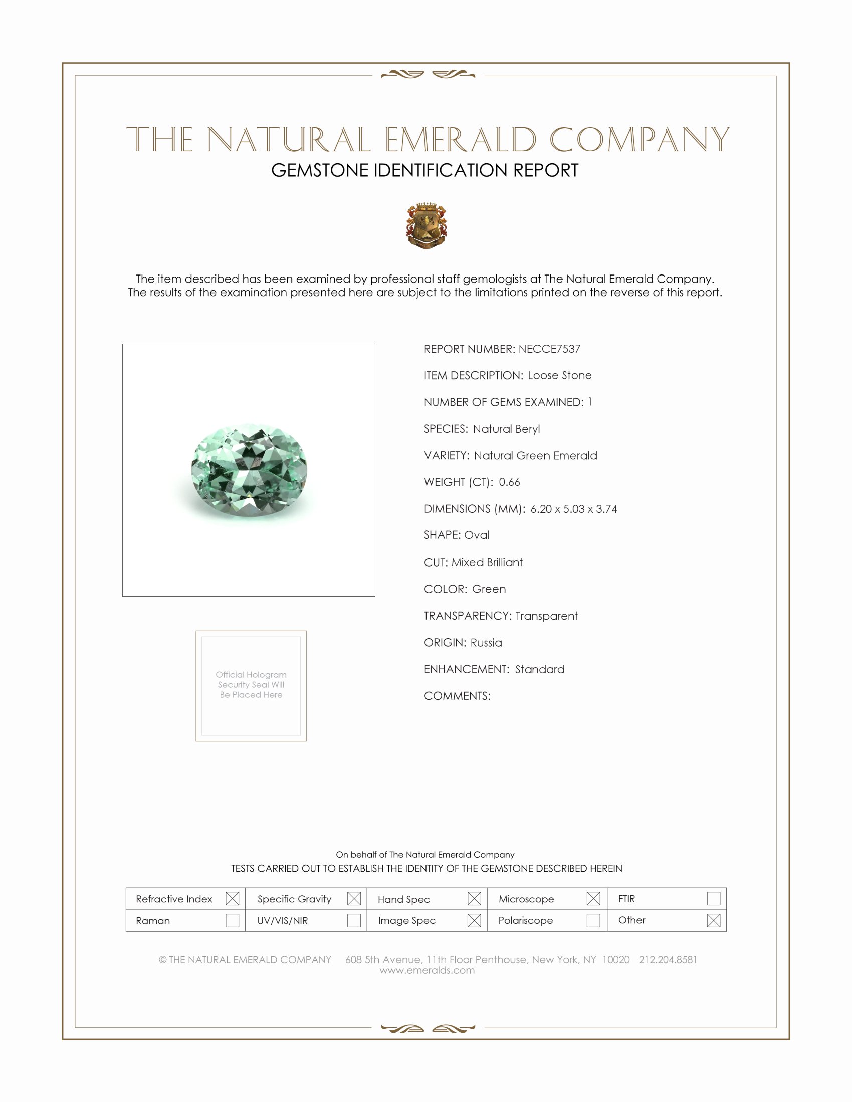 0.66 Ct. Emerald from Russia