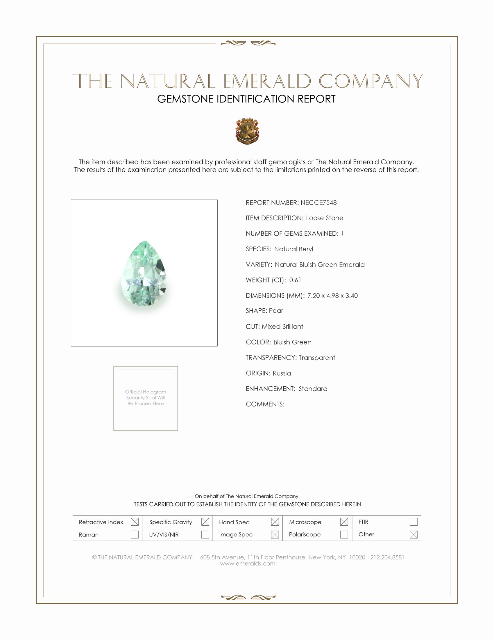 0.61 Ct. Emerald from Russia