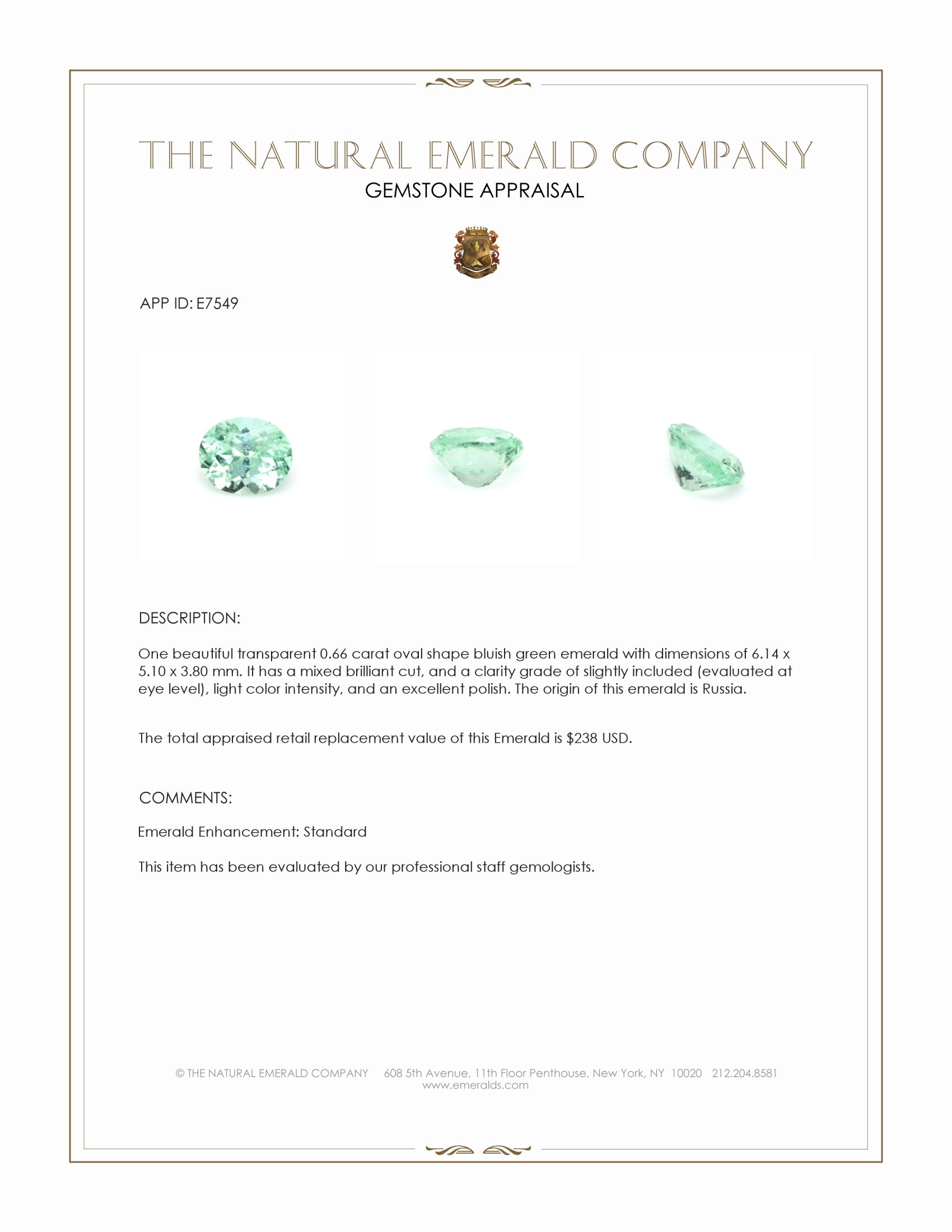 0.66 Ct. Emerald from Russia