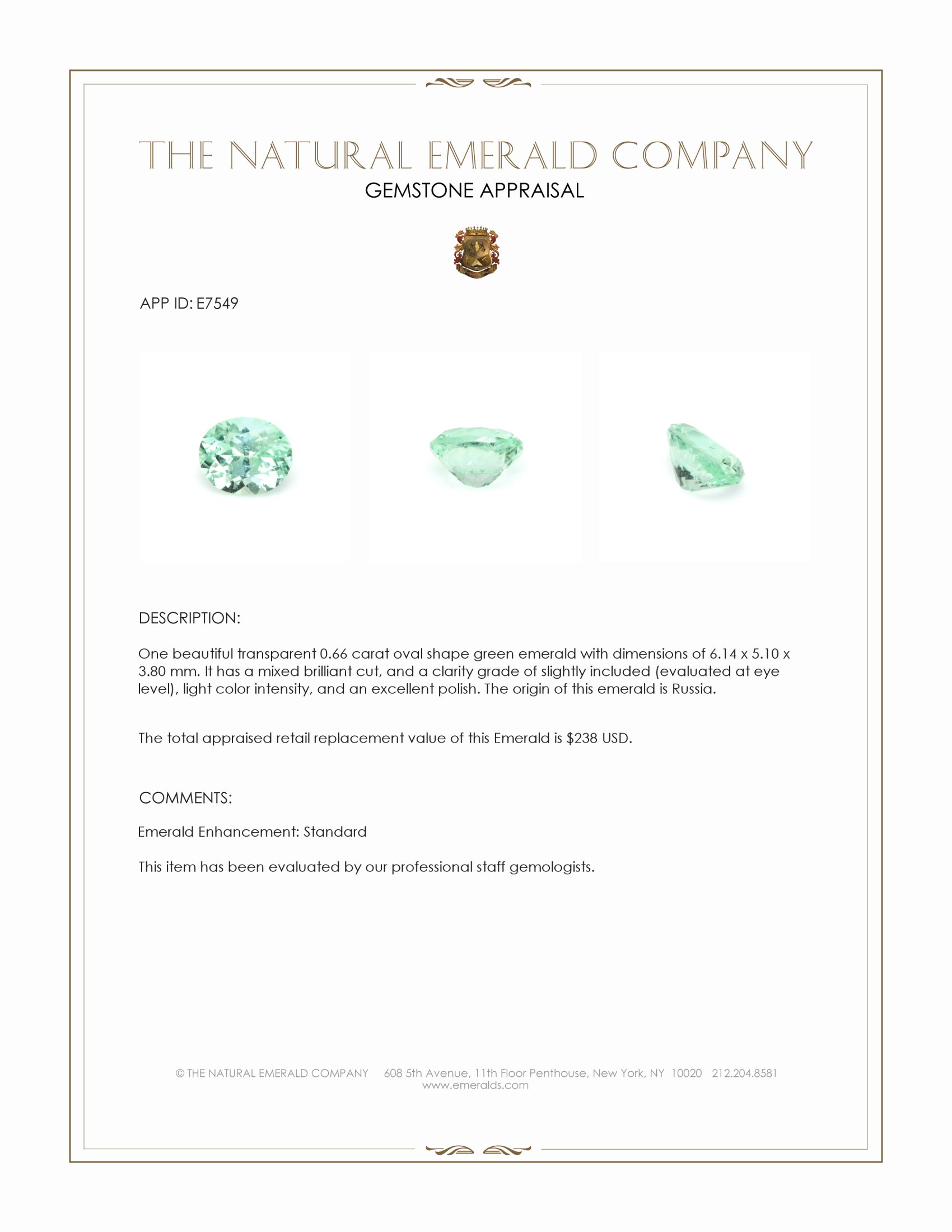 0.66 Ct. Emerald from Russia