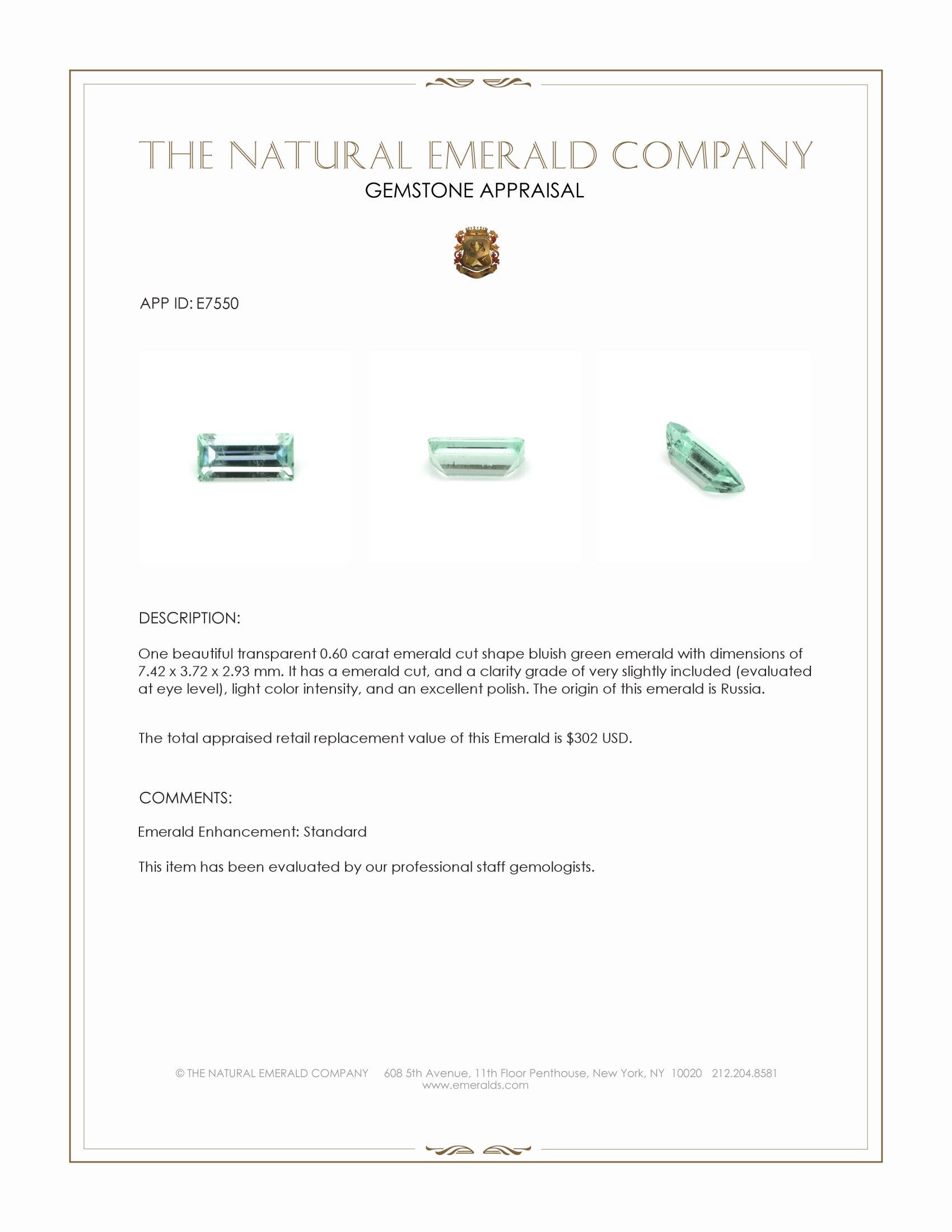 0.60 Ct. Emerald from Russia