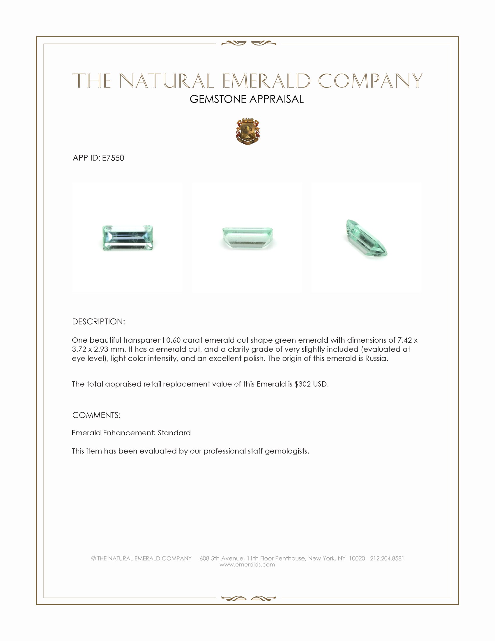 0.60 Ct. Emerald from Russia