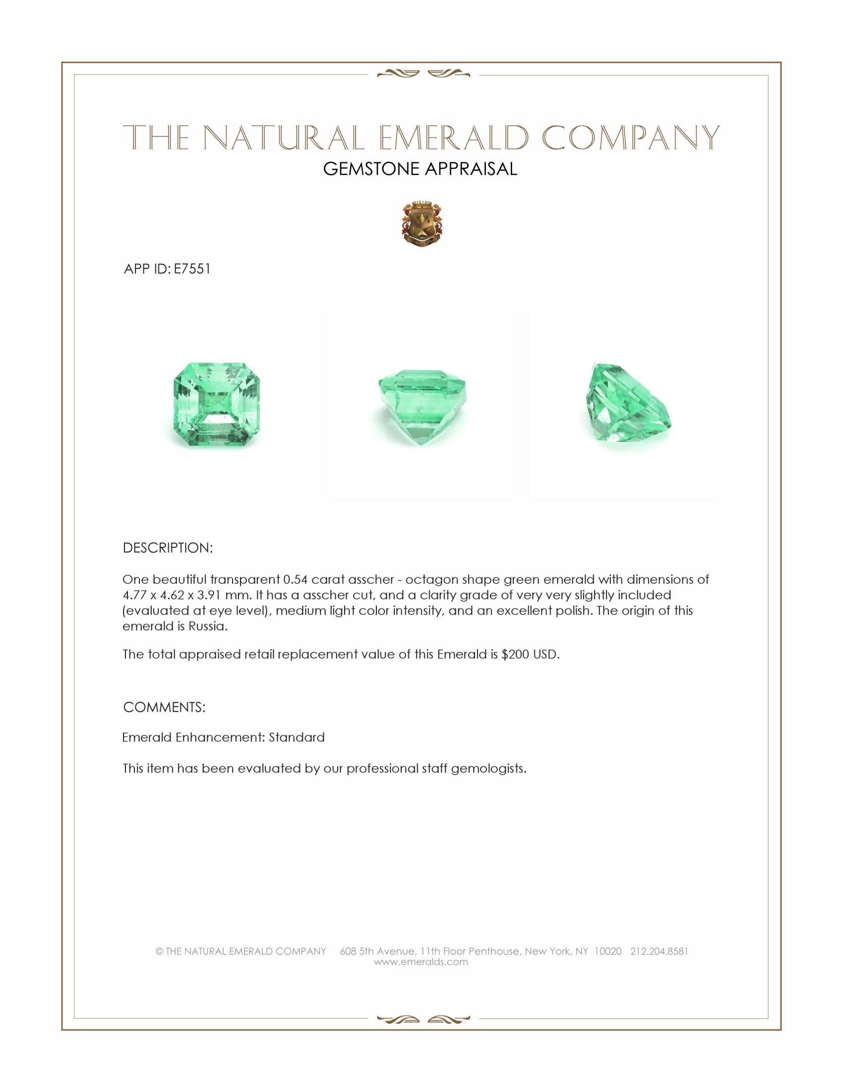 0.54 Ct. Emerald from Russia