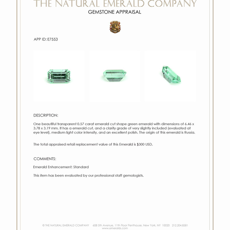 0.57 Ct. Emerald from Russia