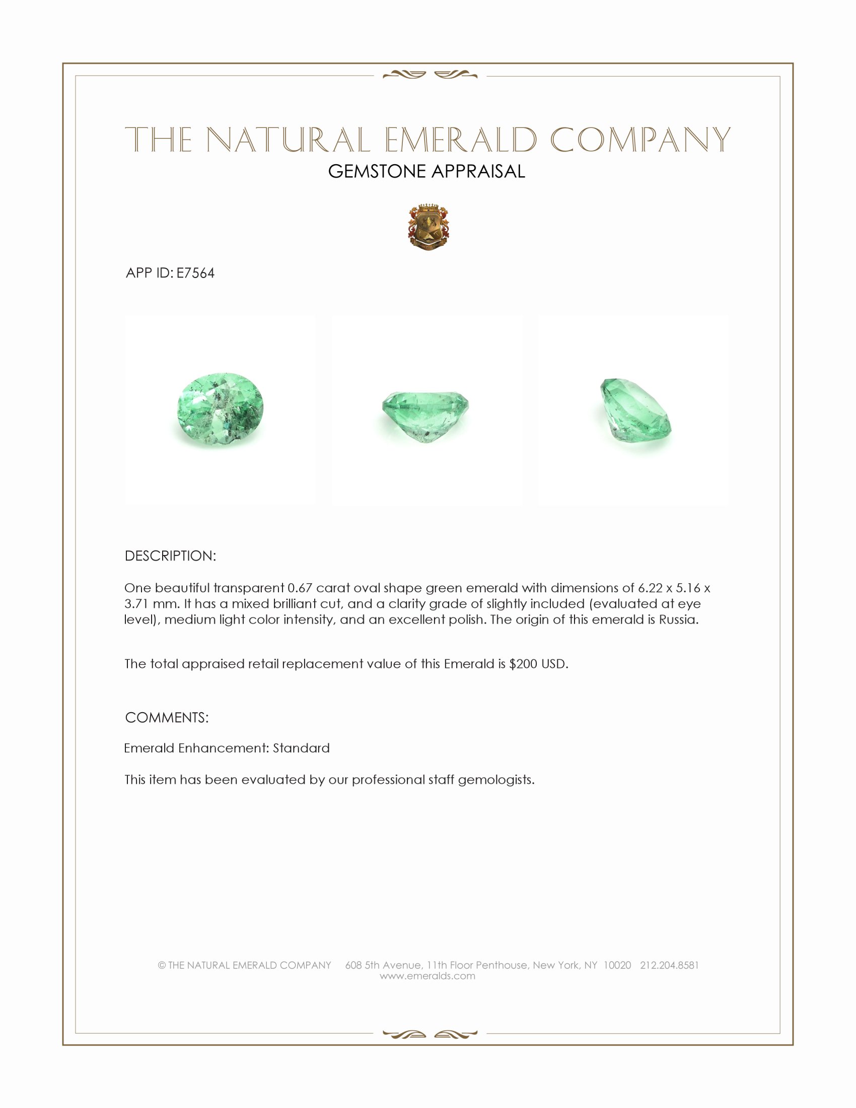 0.67 Ct. Emerald from Russia