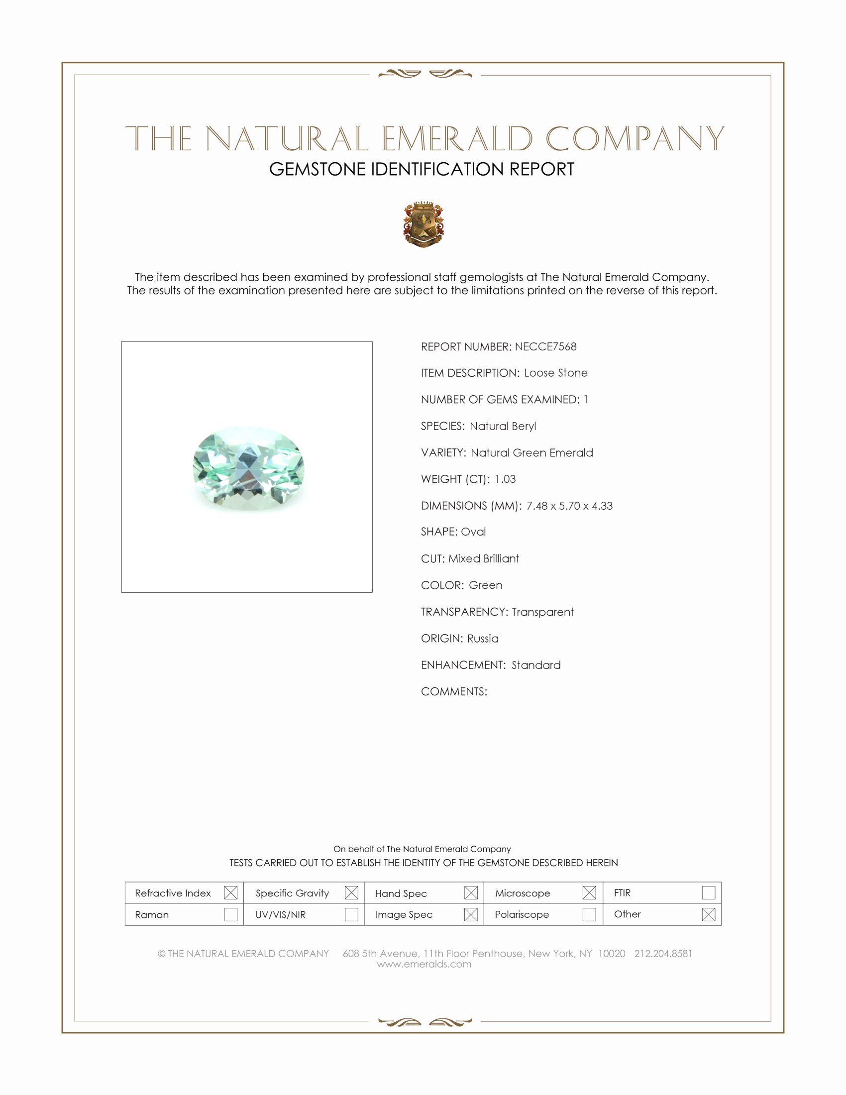 1.03 Ct. Emerald from Russia