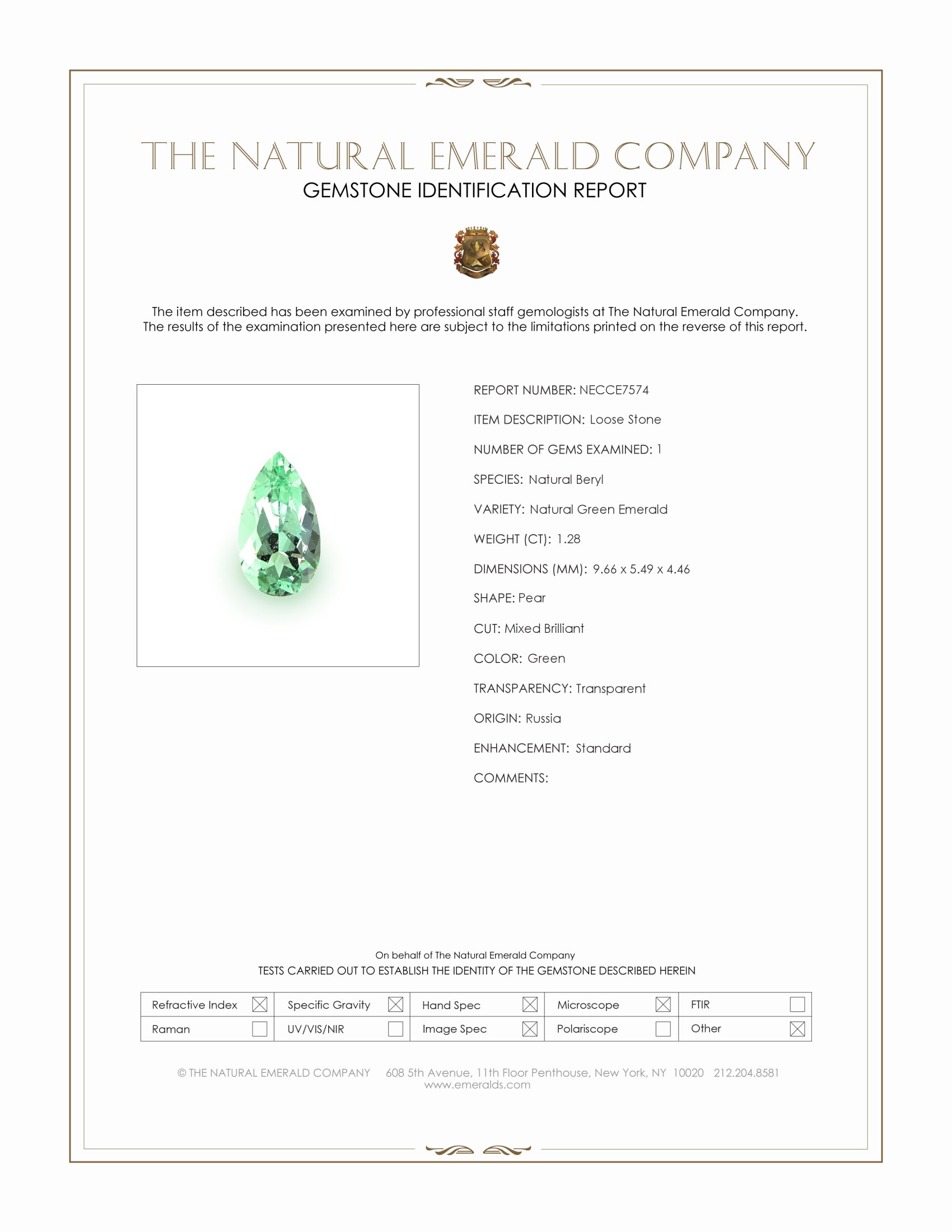 1.28 Ct. Emerald from Russia