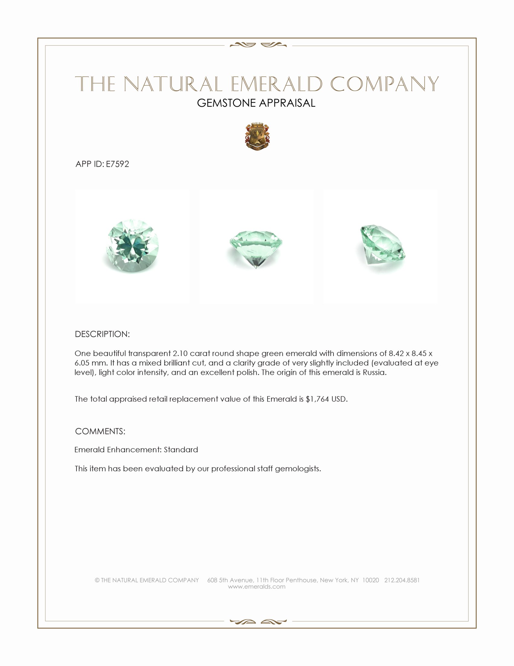 2.10 Ct. Emerald from Russia