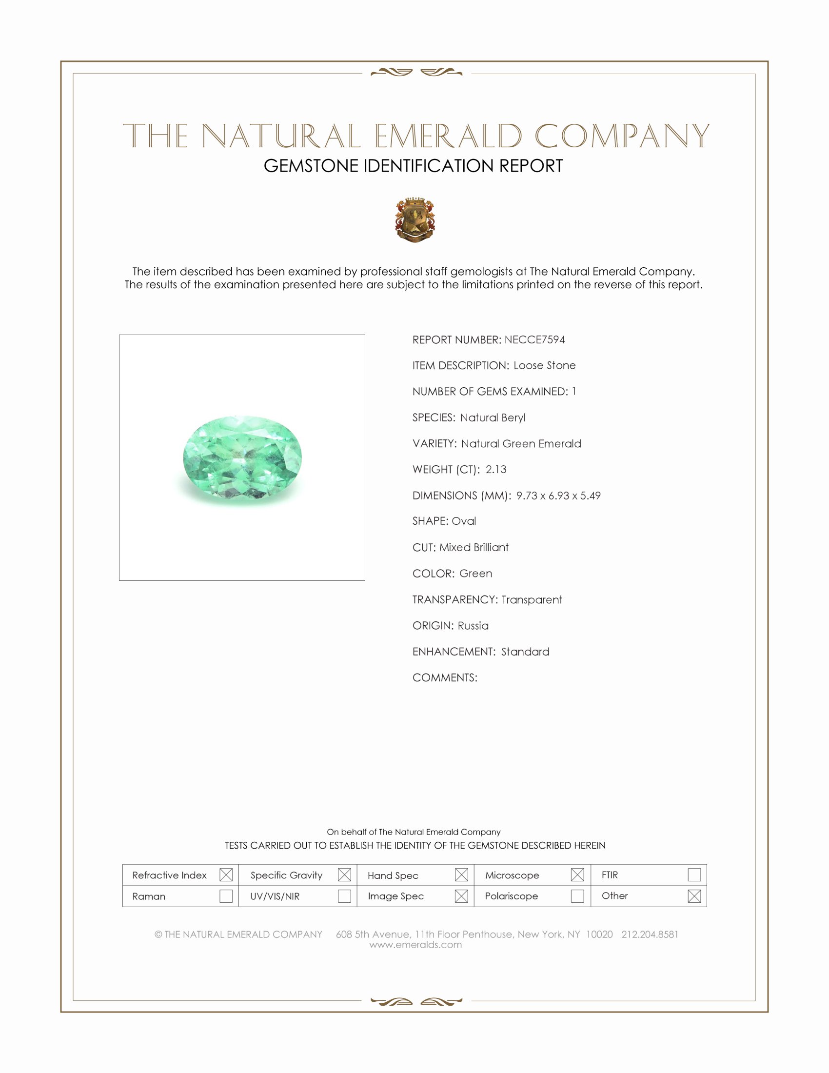2.13 Ct. Emerald from Russia