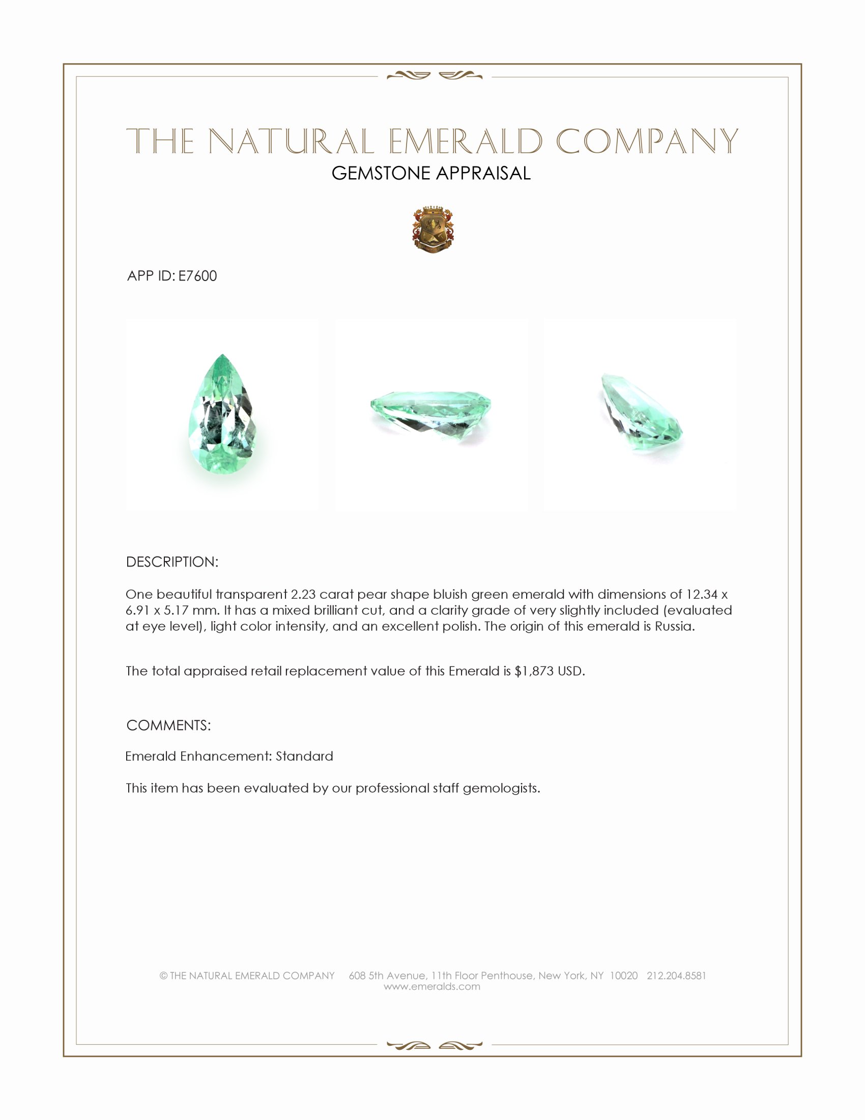 2.23 Ct. Emerald from Russia