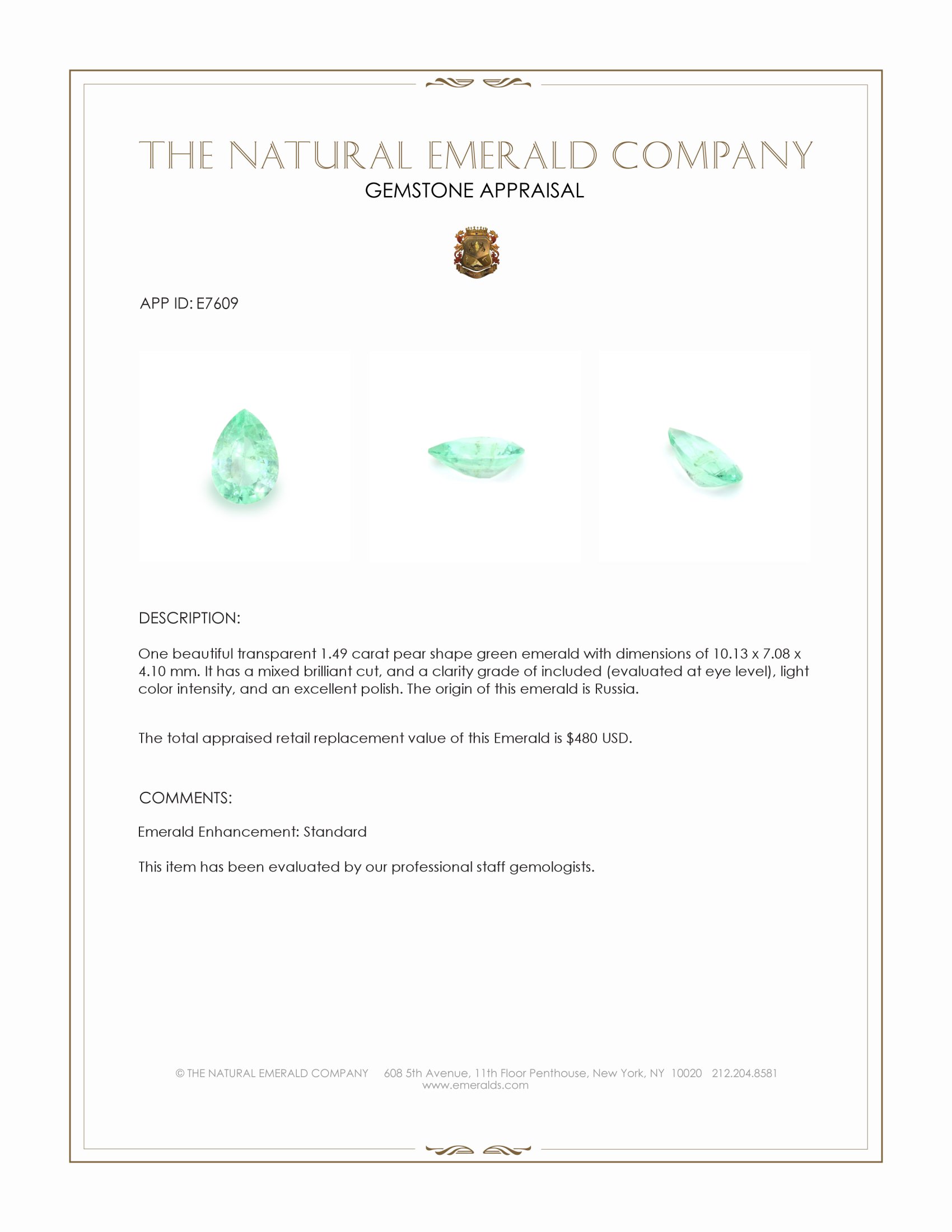 1.49 Ct. Emerald from Russia