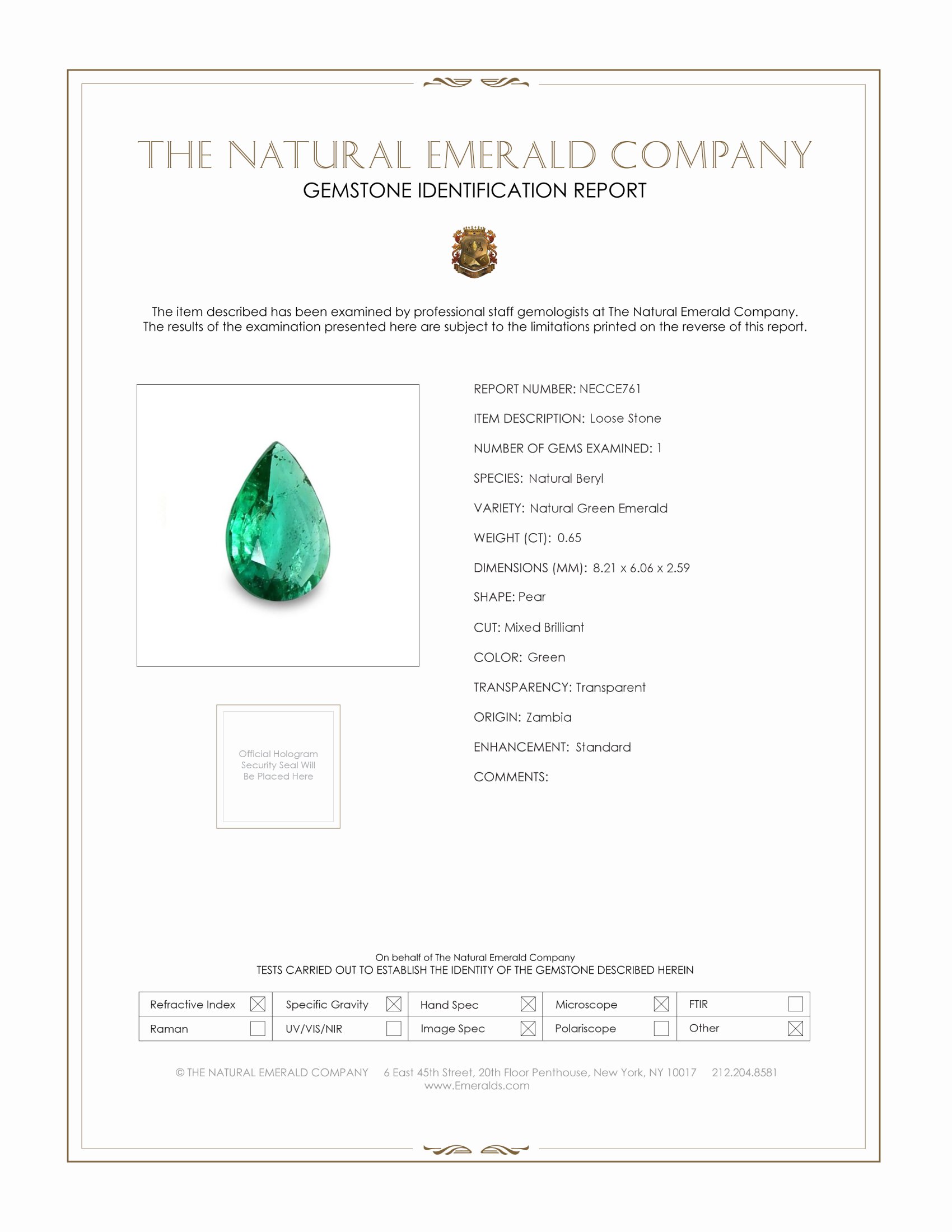 0.65 Ct. Emerald from Zambia