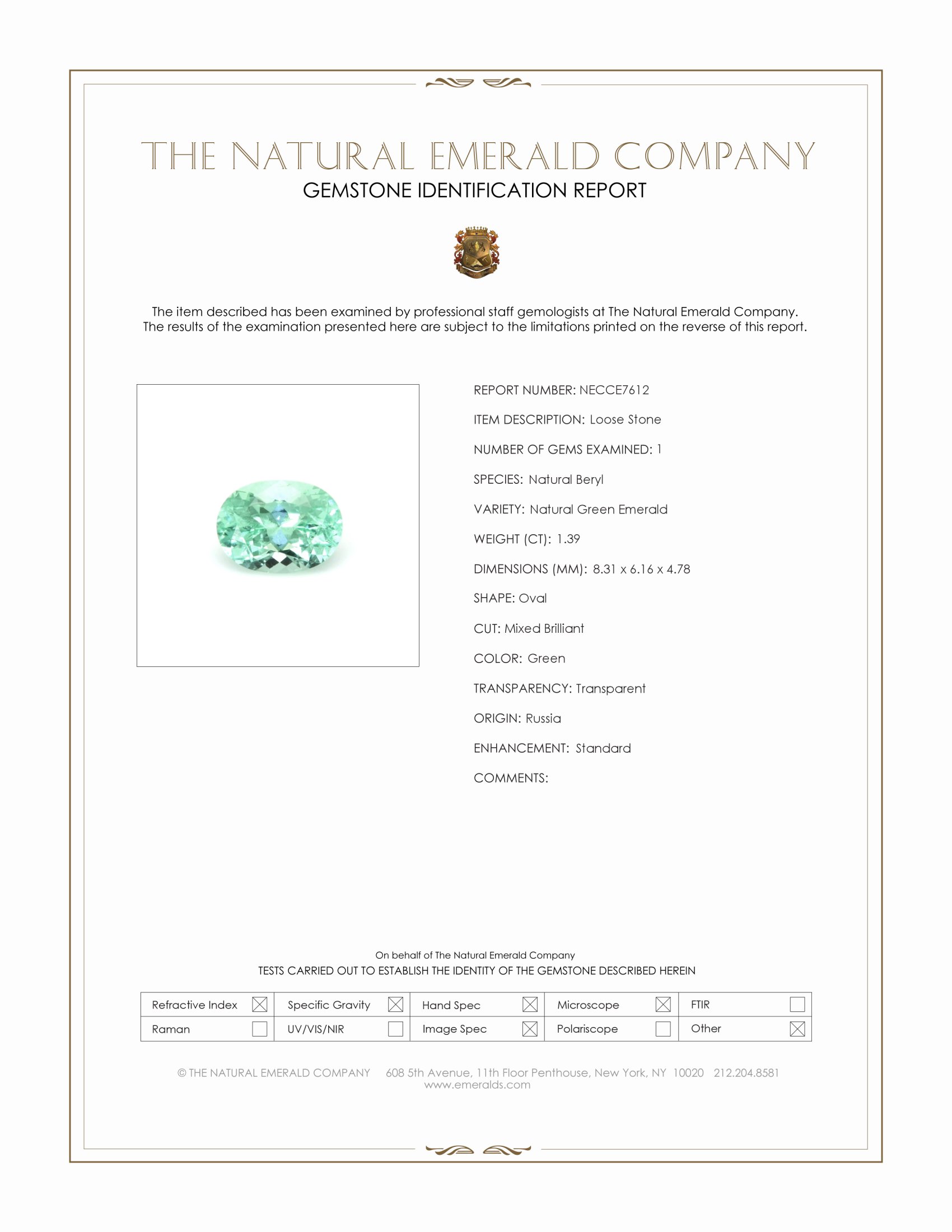 1.39 Ct. Emerald from Russia