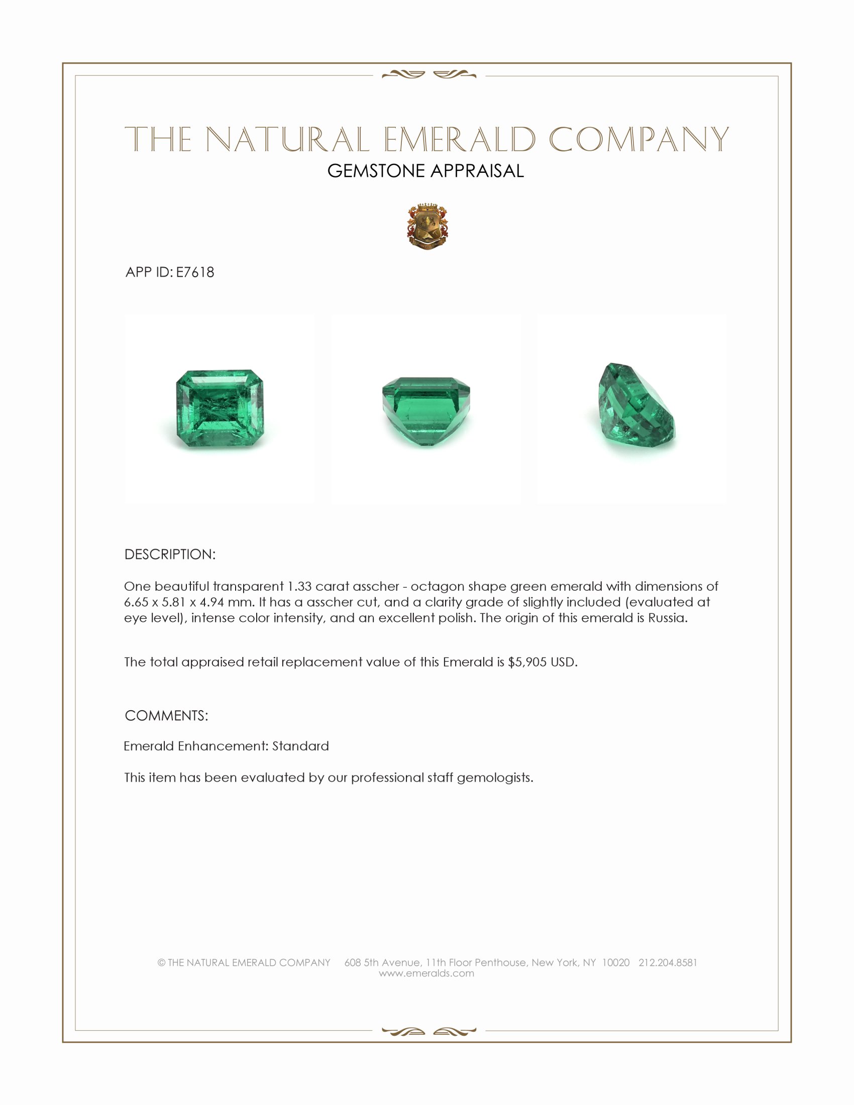 1.33 Ct. Emerald from Russia