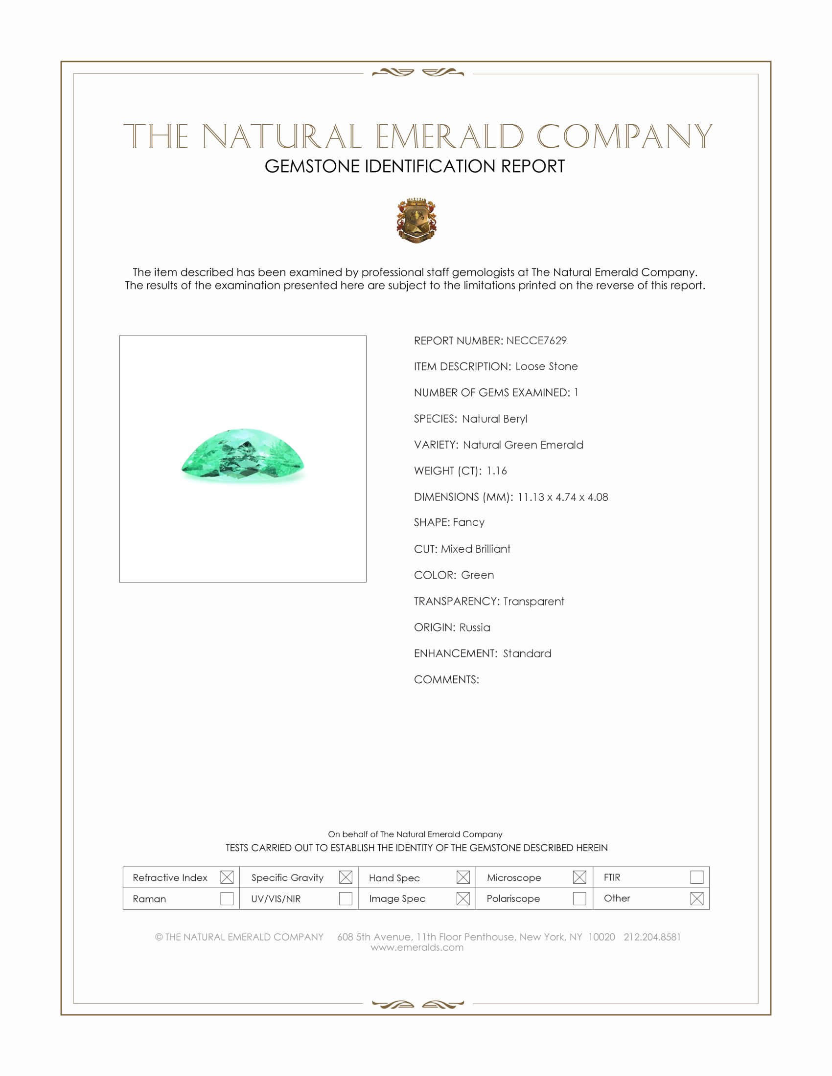 1.16 Ct. Emerald from Russia
