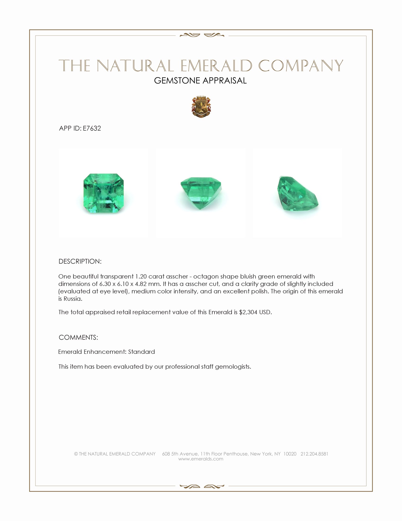 1.20 Ct. Emerald from Russia