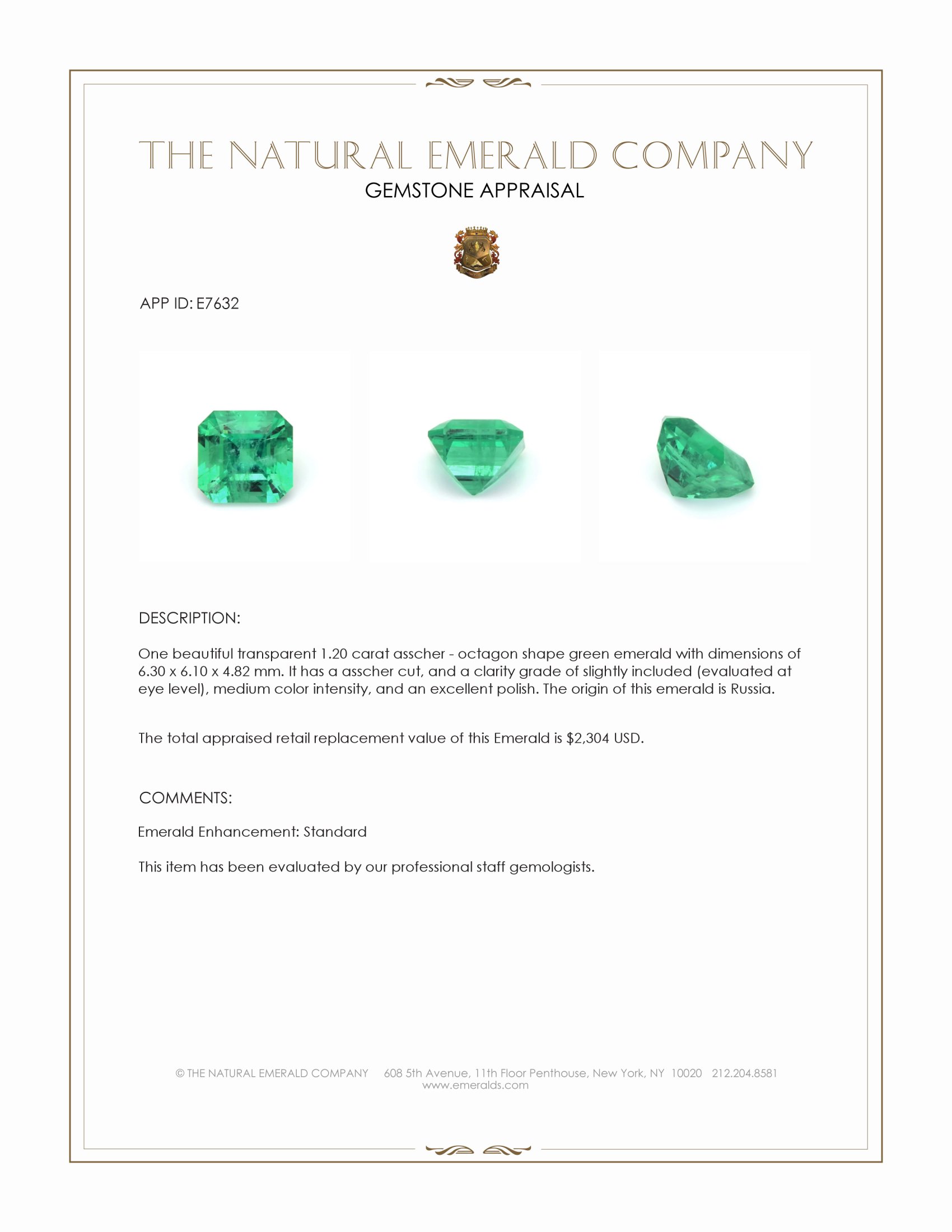 1.20 Ct. Emerald from Russia
