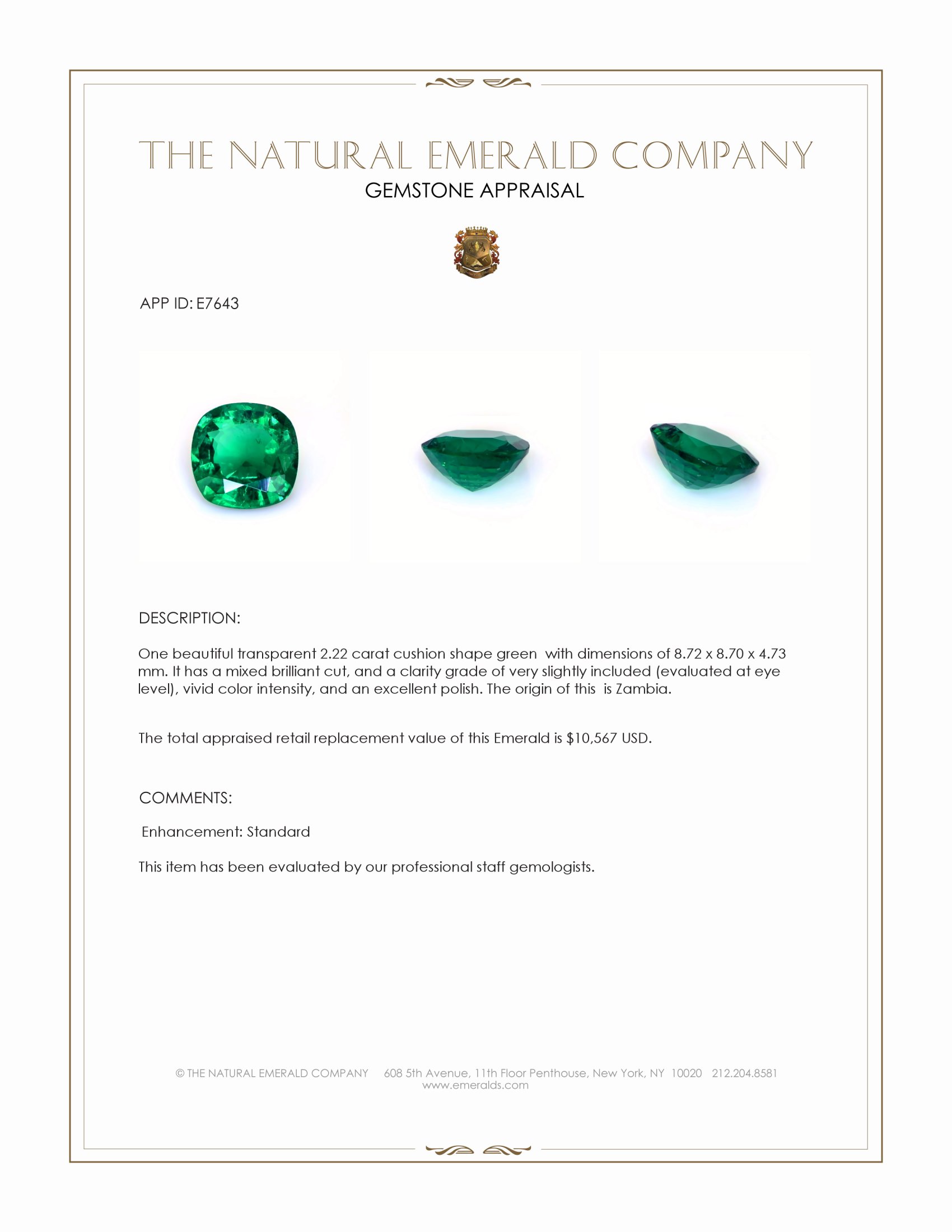2.22 Ct. Emerald from Zambia