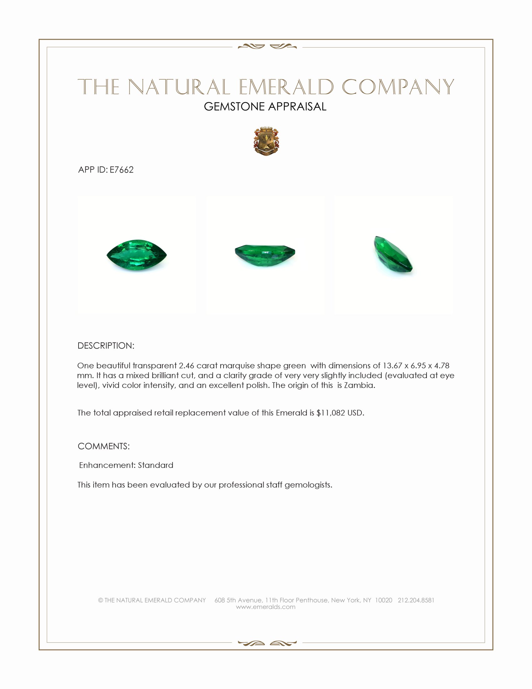 2.46 Ct. Emerald from Zambia