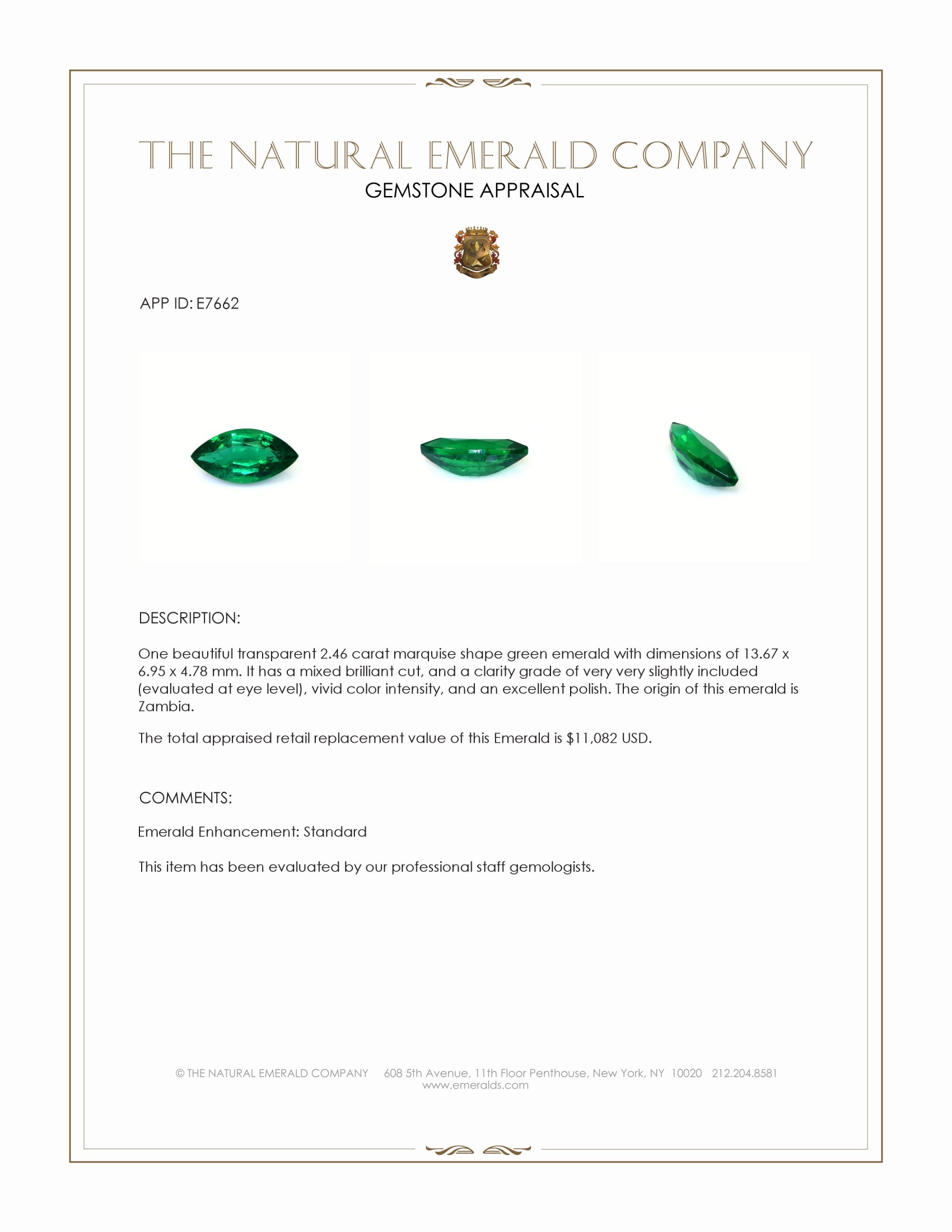2.46 Ct. Emerald from Zambia