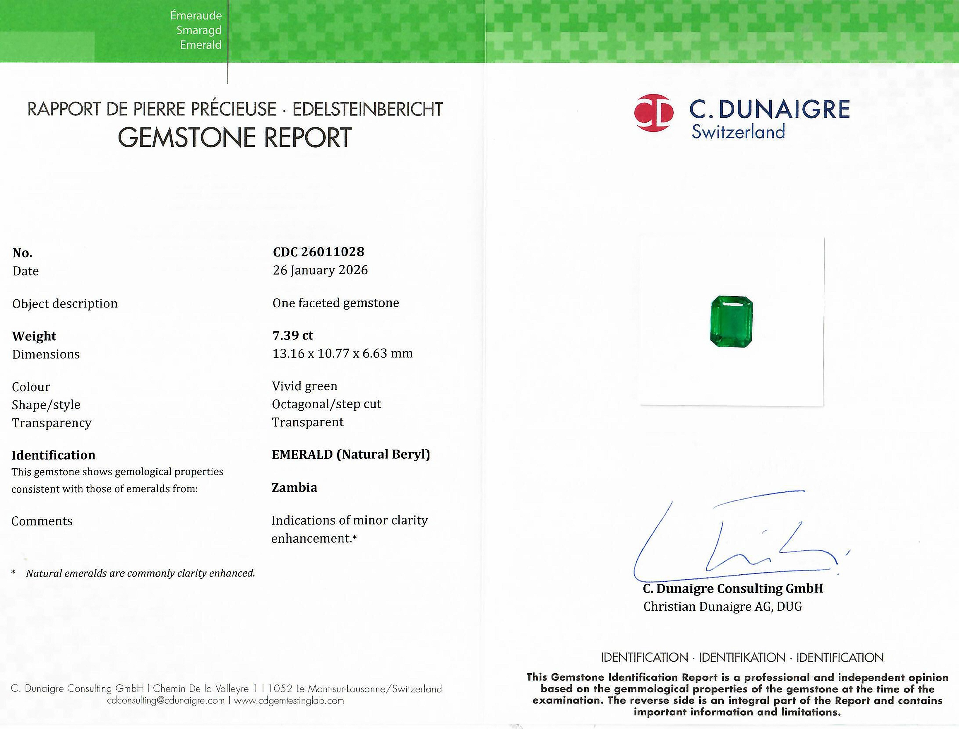 7.39 Ct. Emerald from Zambia