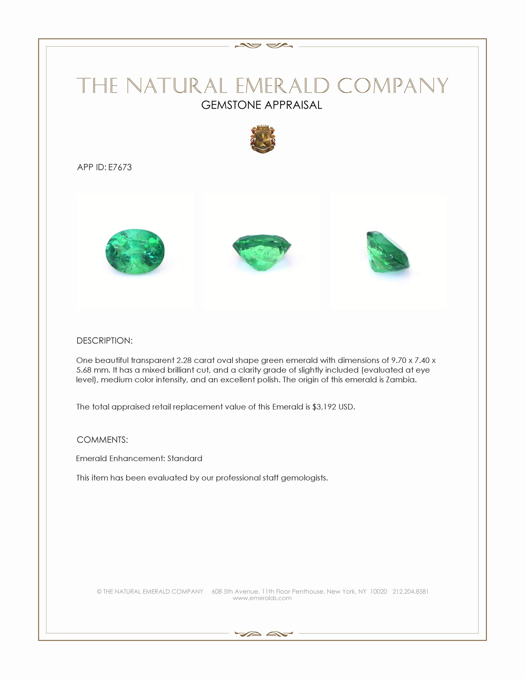 2.28 Ct. Emerald from Zambia