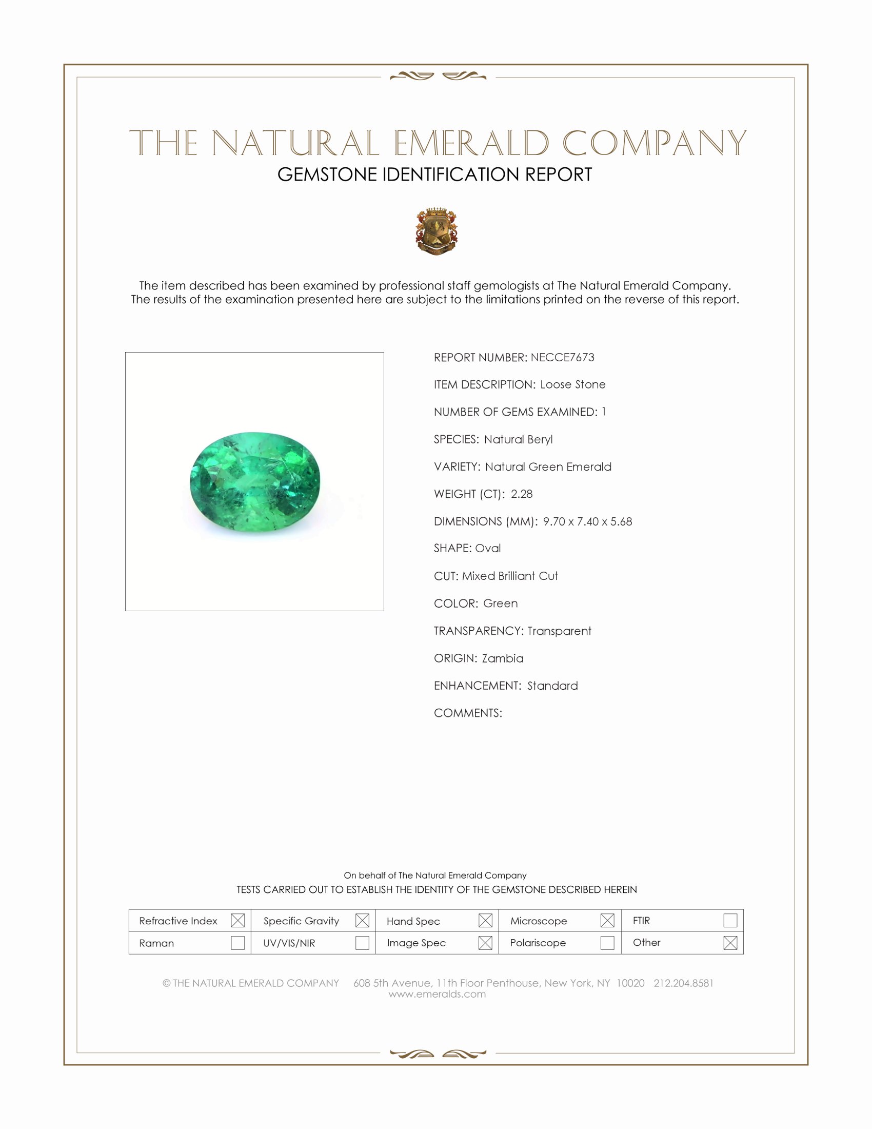 2.28 Ct. Emerald from Zambia