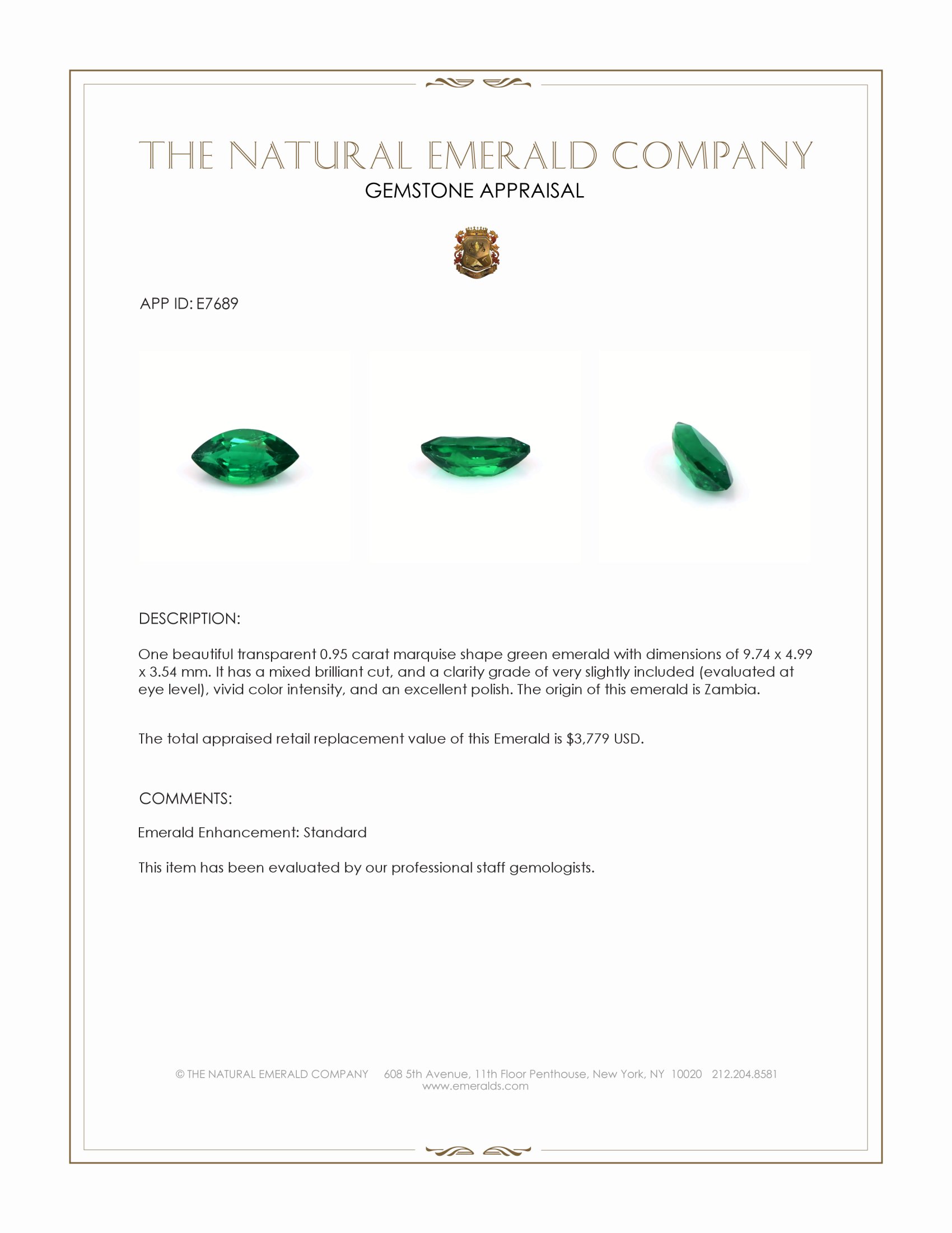 0.95 Ct. Emerald from Zambia