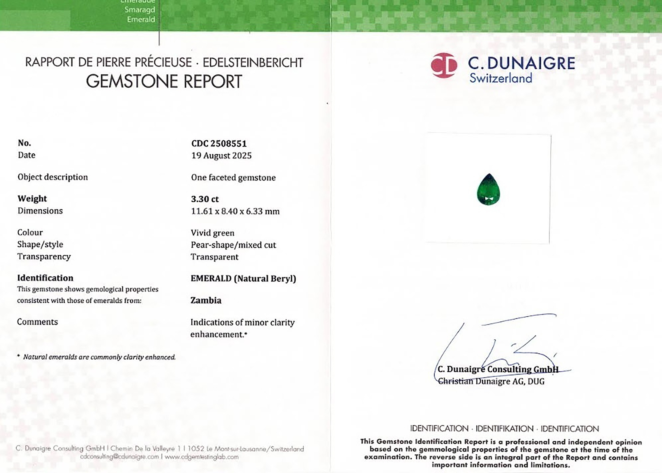 3.30 Ct. Emerald from Zambia