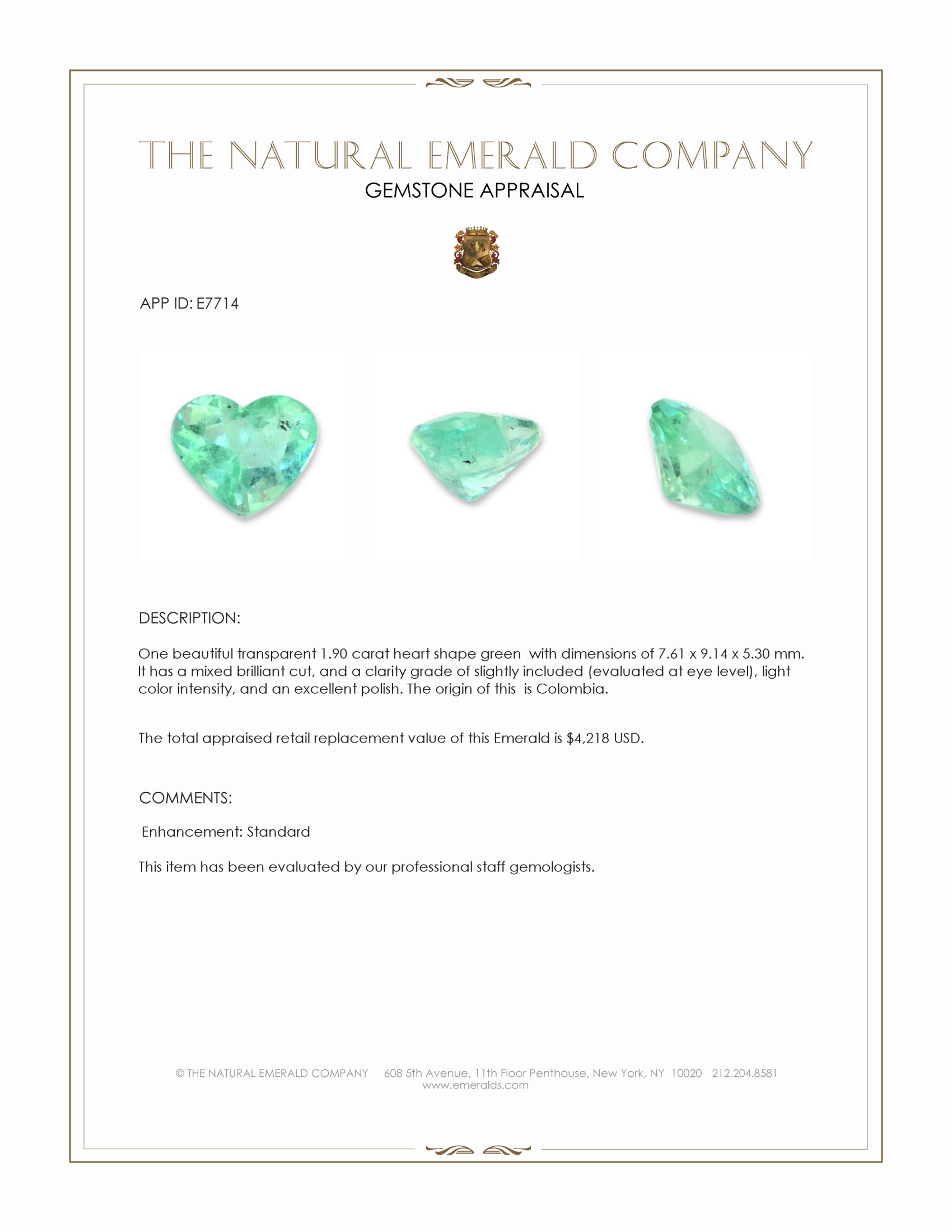 1.90 Ct. Emerald from Colombia