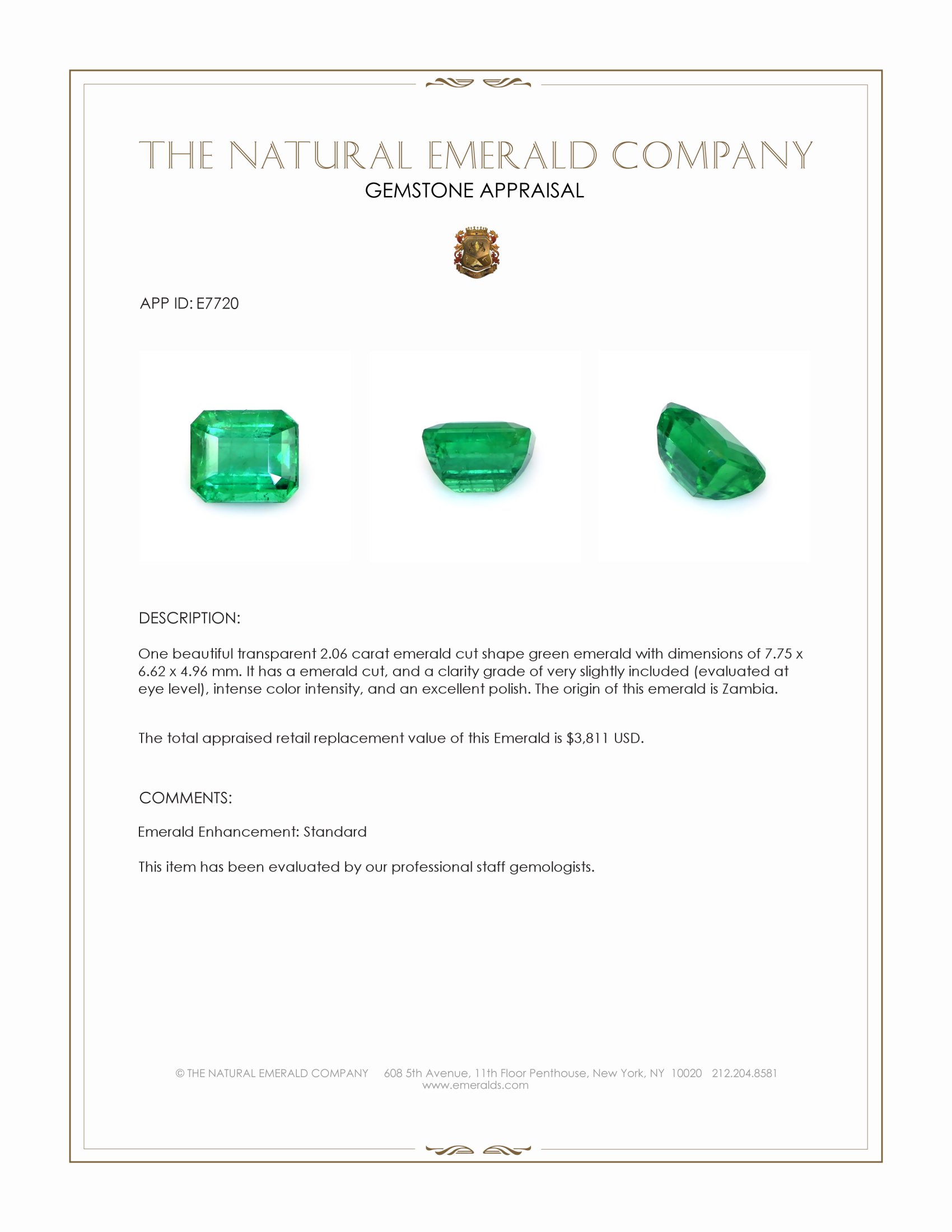 2.06 Ct. Emerald from Zambia